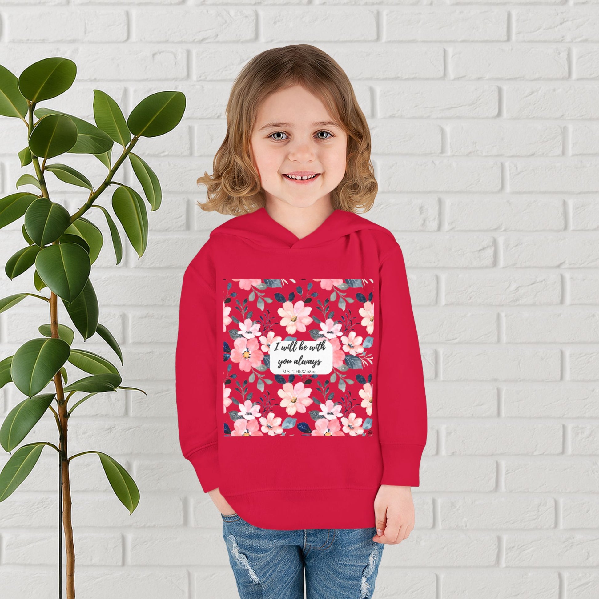 “Faith in Bloom” Toddler Hoodie – Matthew 28:20 | Comfort in Every Step