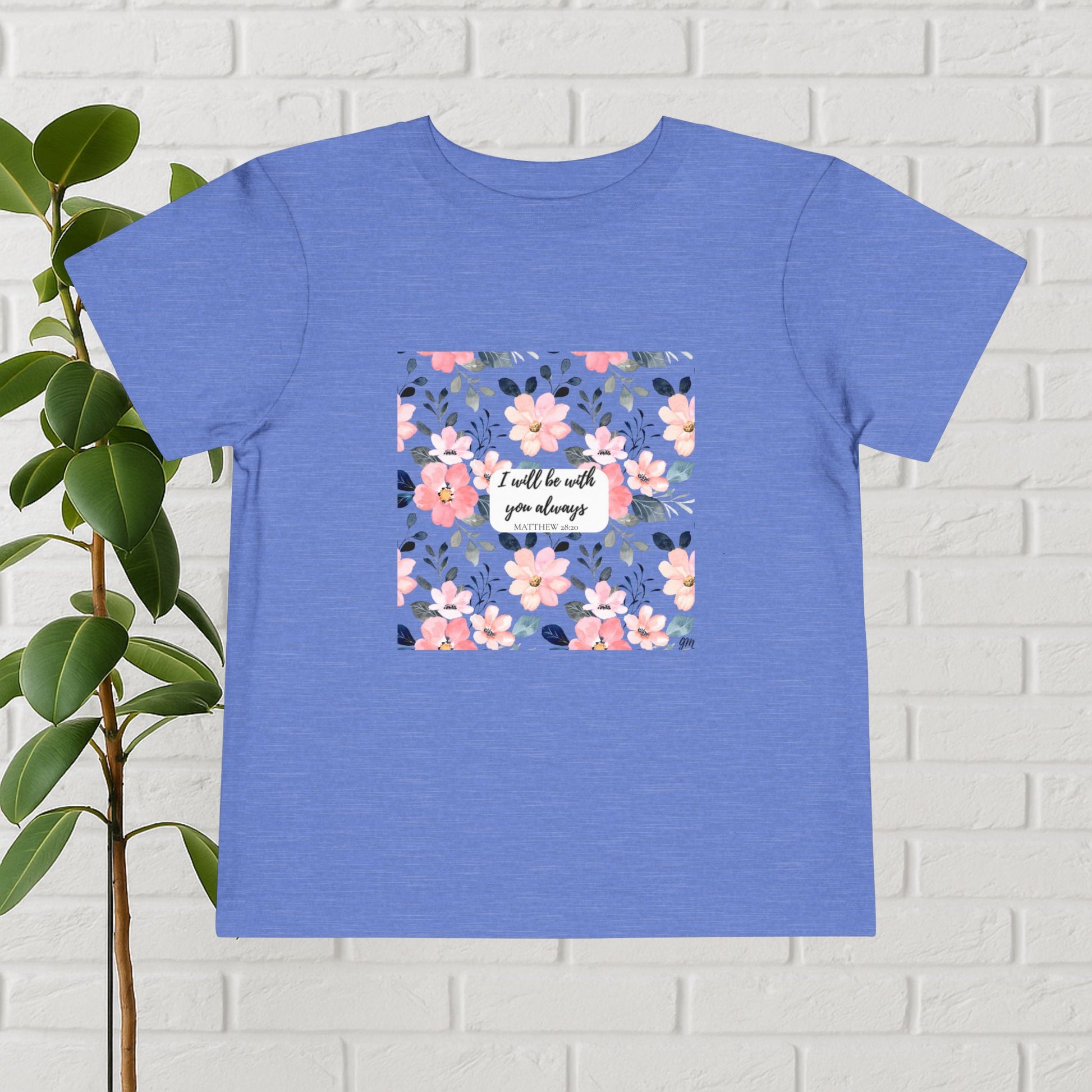 Faith in Bloom” Toddler Tee – Matthew 28:20 | Floral Christian Shirt