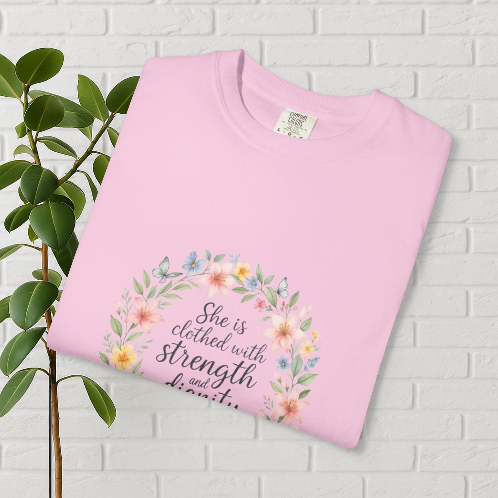 Strength & Dignity Floral Tee – Proverbs 31:25
