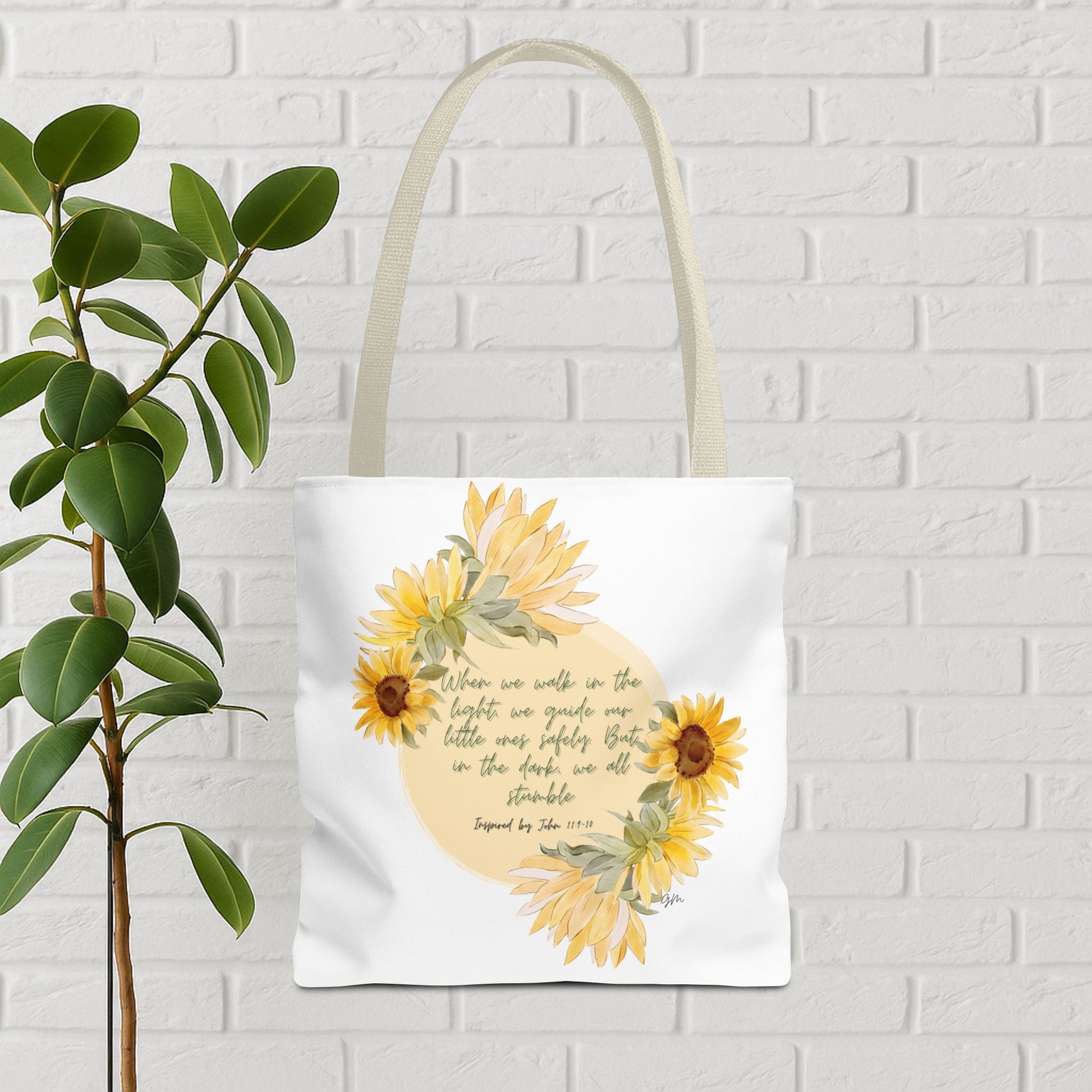 “Walk in the Light” Sunflower Faith Tote