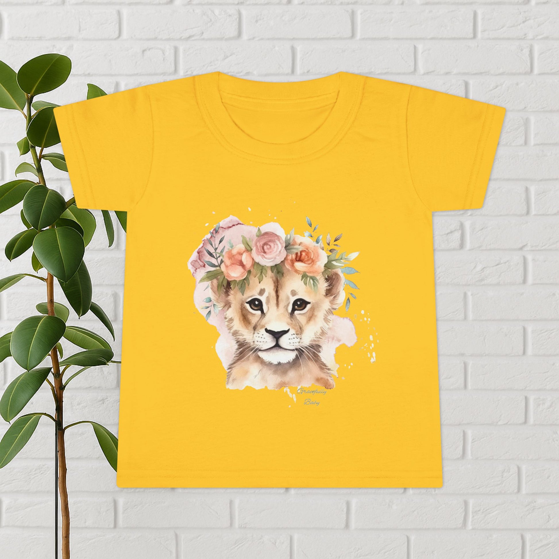 Little Wildflower – Floral Lion Cub Baby Tee (Gracefully Baby Edition)