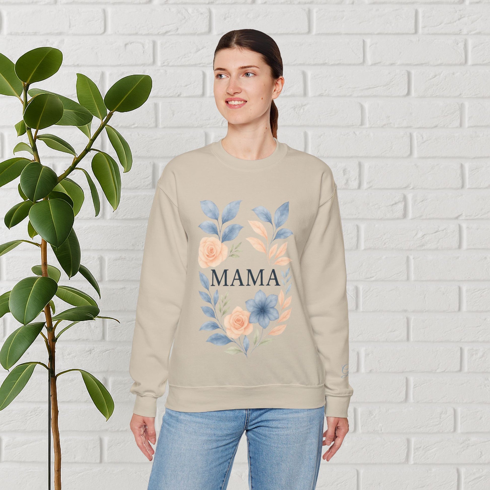 Gracefully Mama Floral Wreath Sweatshirt – Soft Neutrals