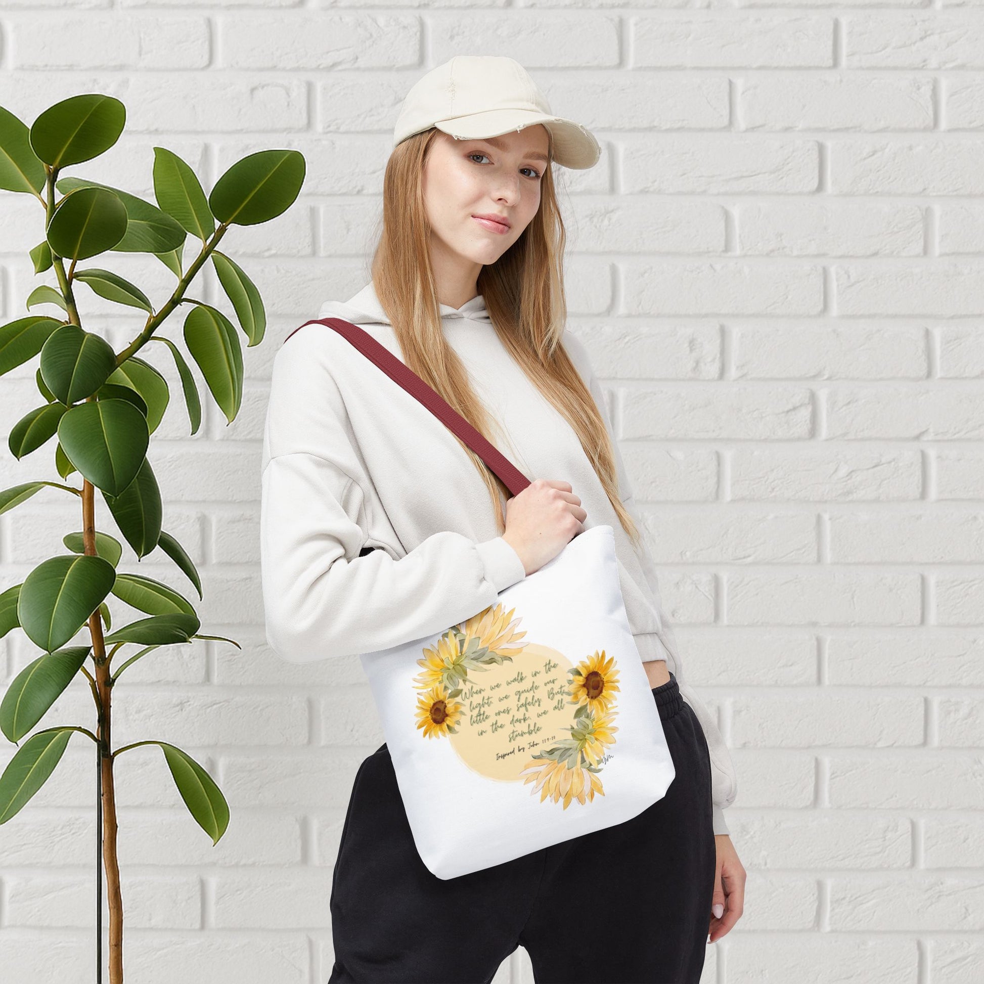 “Walk in the Light” Sunflower Faith Tote