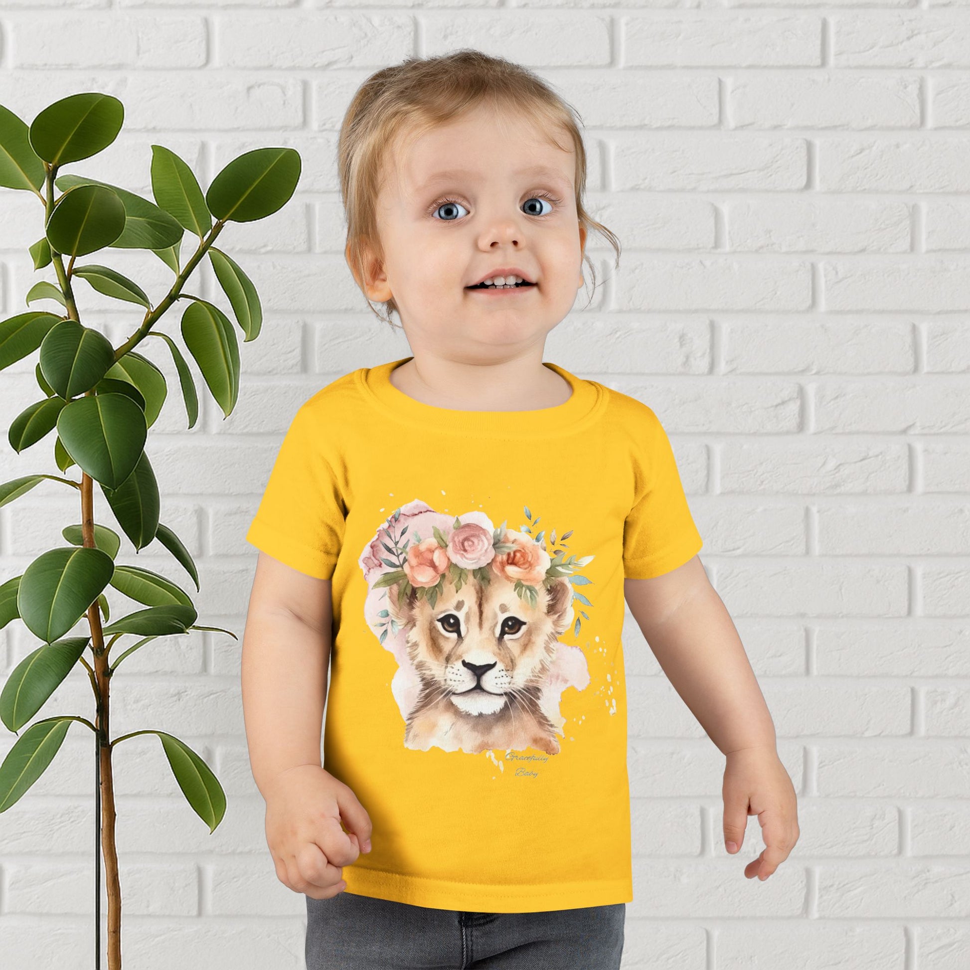 Little Wildflower – Floral Lion Cub Baby Tee (Gracefully Baby Edition)