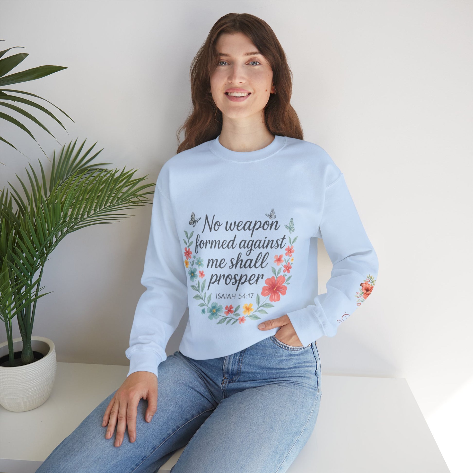 No Weapon Formed – Isaiah 54:17 Floral Affirmation Tee