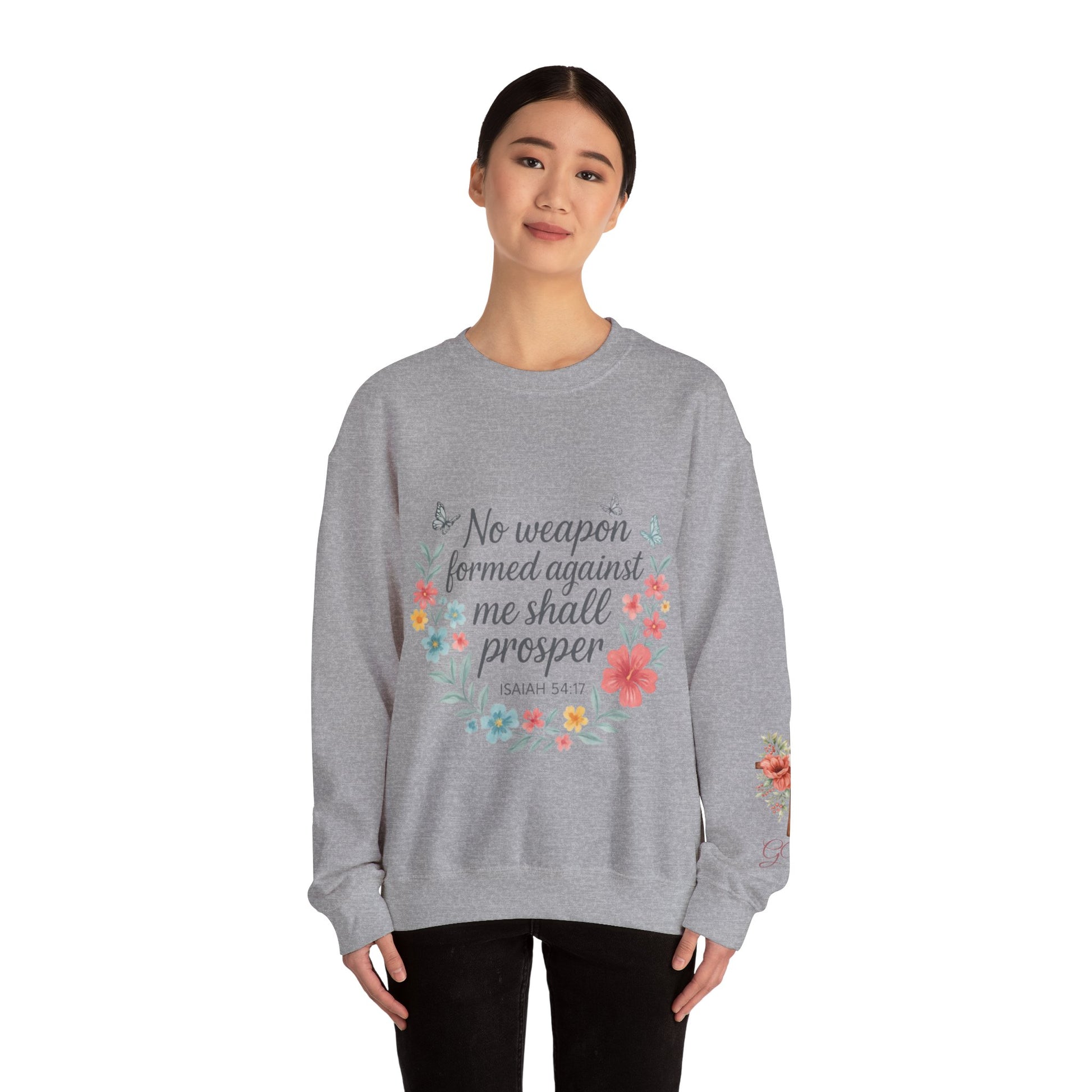 No Weapon Formed – Isaiah 54:17 Floral Affirmation Tee