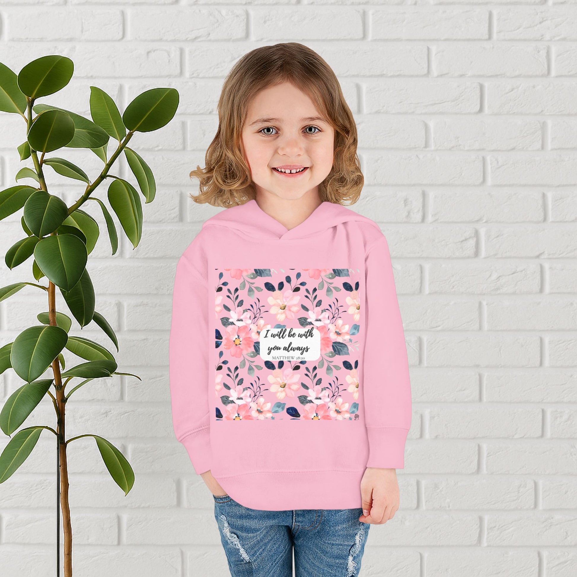 “Faith in Bloom” Toddler Hoodie – Matthew 28:20 | Comfort in Every Step