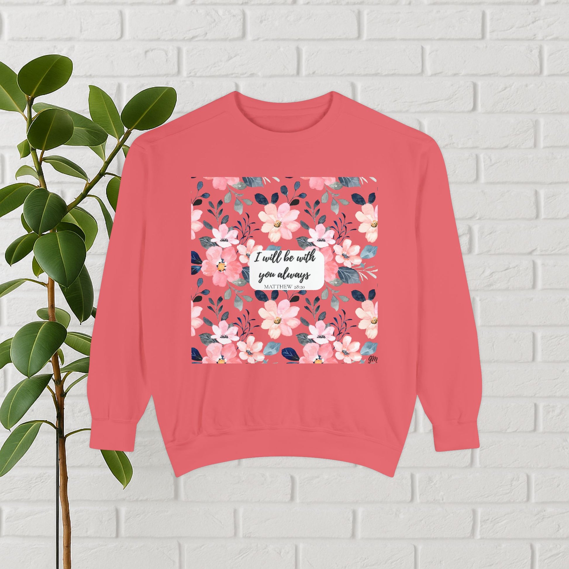 Faith in Bloom” Scripture Sweatshirt – Matthew 28:20 | Floral Christian Apparel