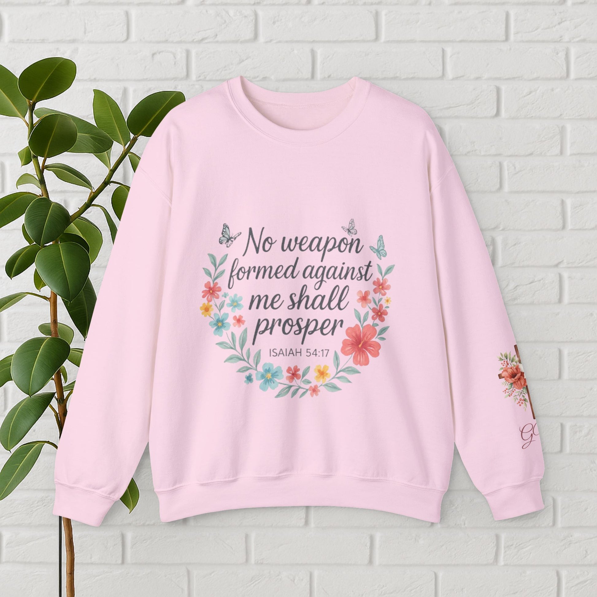 No Weapon Formed – Isaiah 54:17 Floral Affirmation Tee