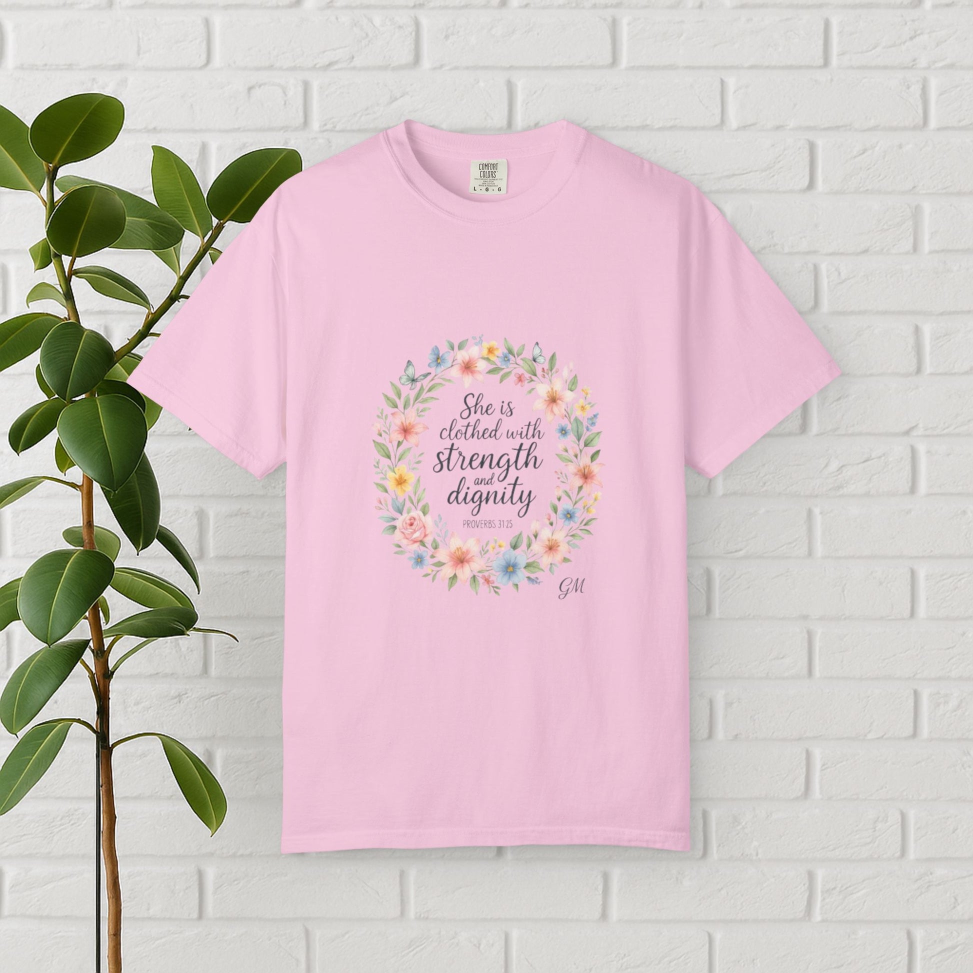 Strength & Dignity Floral Tee – Proverbs 31:25