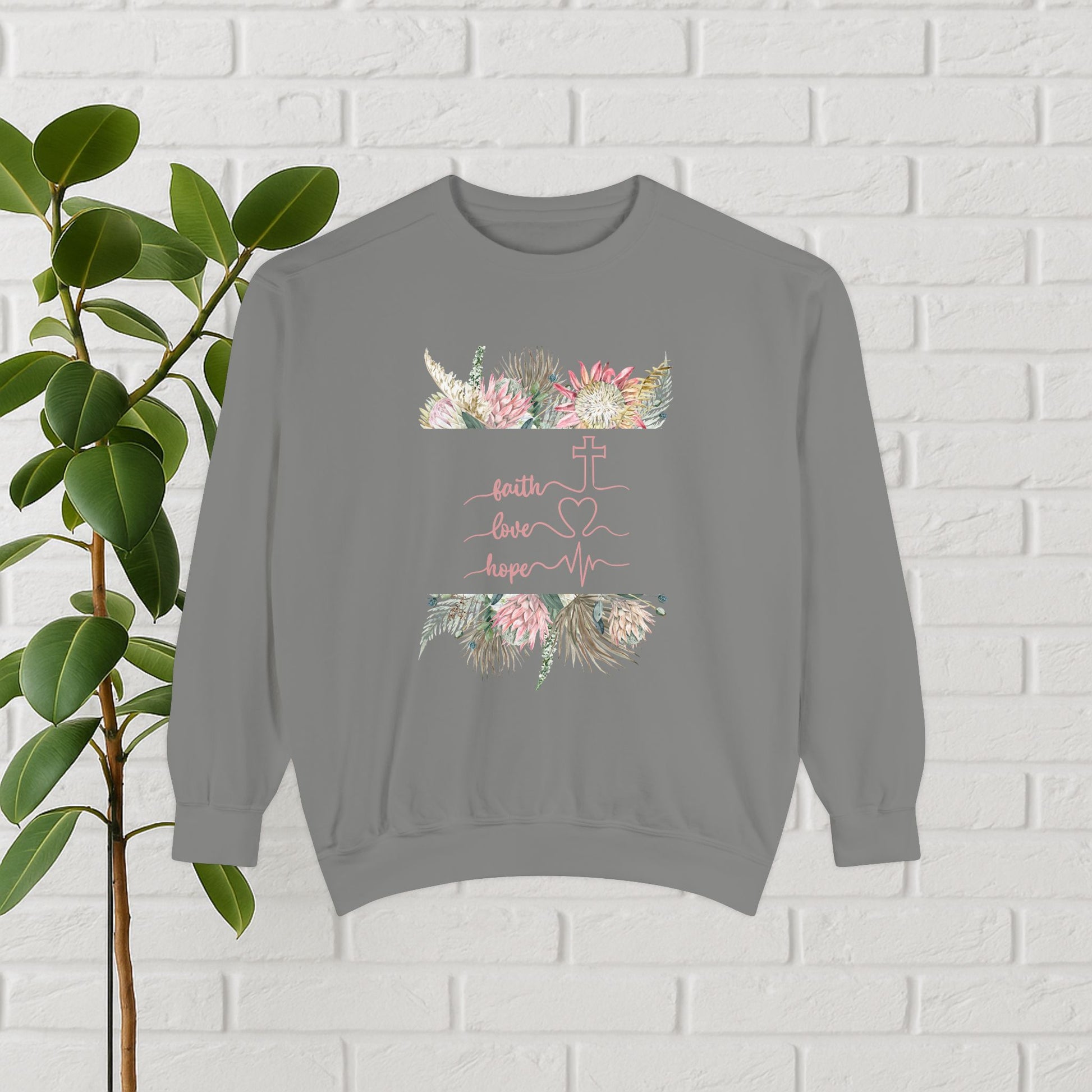 Spiritual Message Sweatshirt – Faith, Love, Hope, Unisex Apparel, Gift for Her, Cozy Wear, Inspirational Fashion