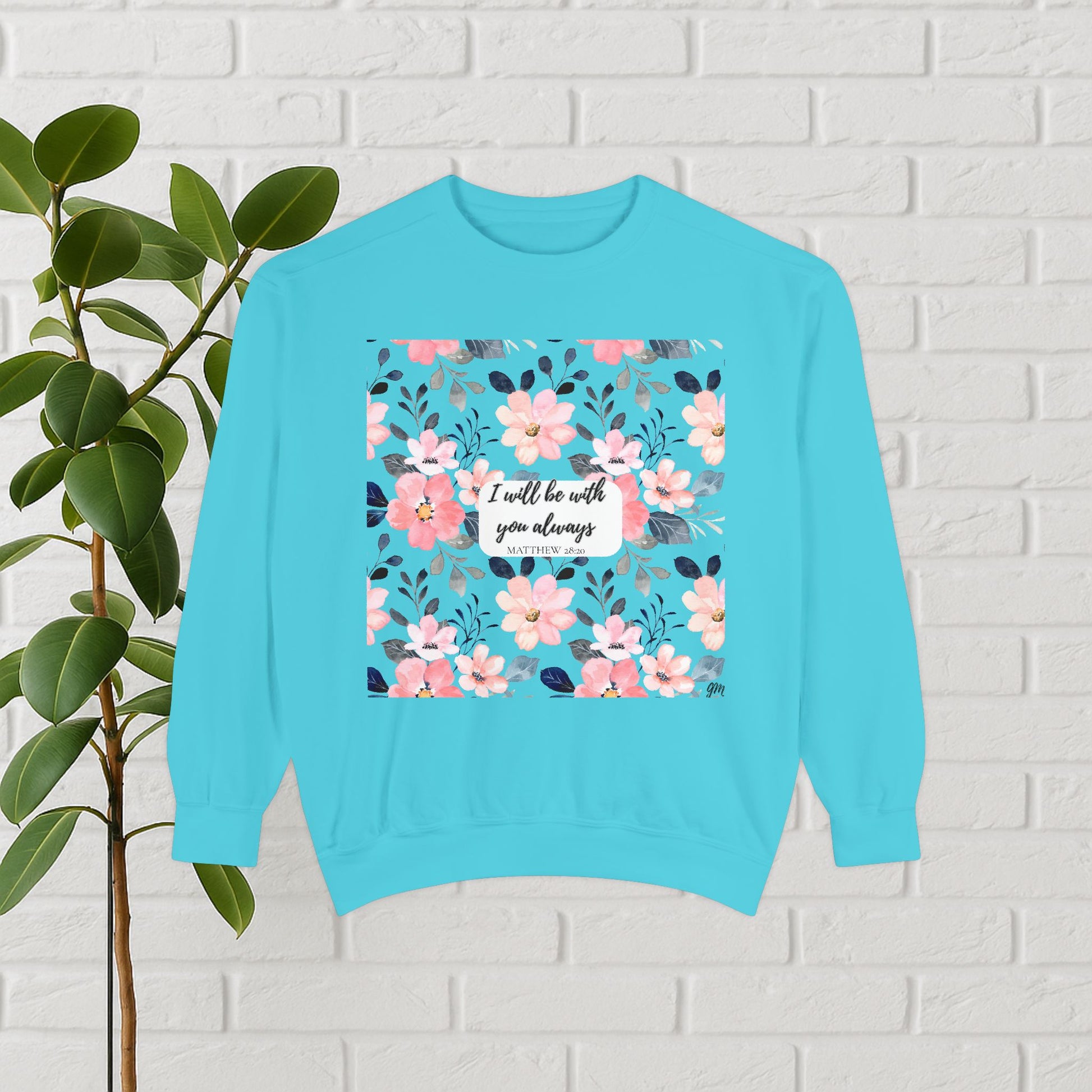 Faith in Bloom” Scripture Sweatshirt – Matthew 28:20 | Floral Christian Apparel