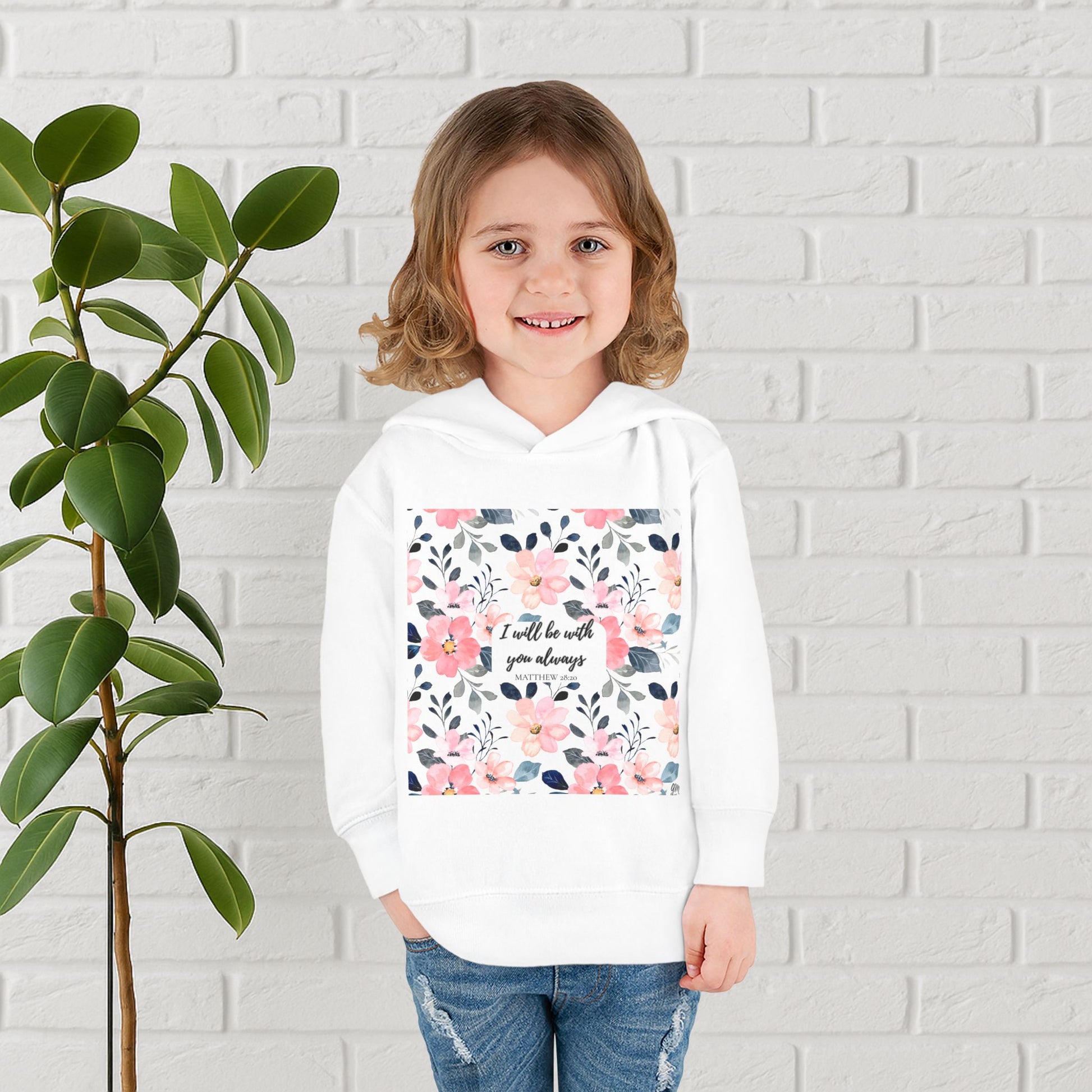 “Faith in Bloom” Toddler Hoodie – Matthew 28:20 | Comfort in Every Step