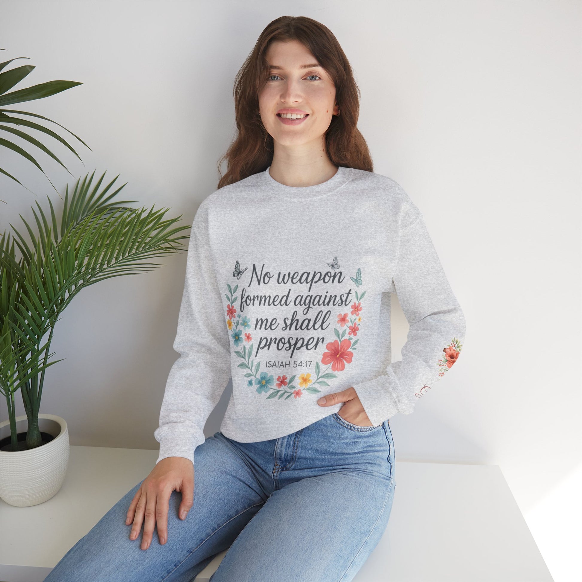 No Weapon Formed – Isaiah 54:17 Floral Affirmation Tee