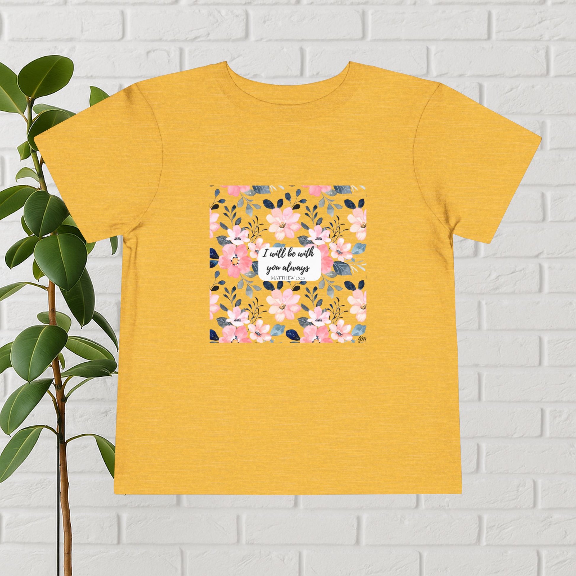 Faith in Bloom” Toddler Tee – Matthew 28:20 | Floral Christian Shirt