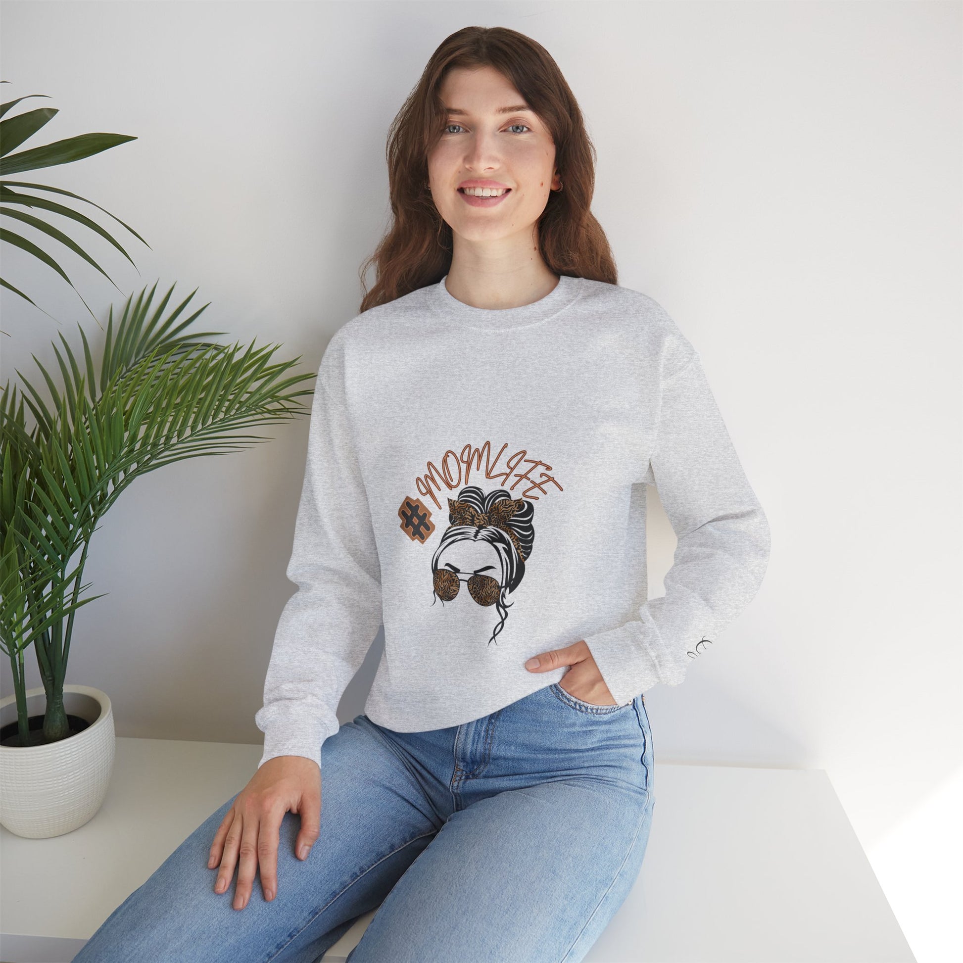 #MomLife Leopard Print Graphic Sweatshirt – Fierce & Cozy Edition