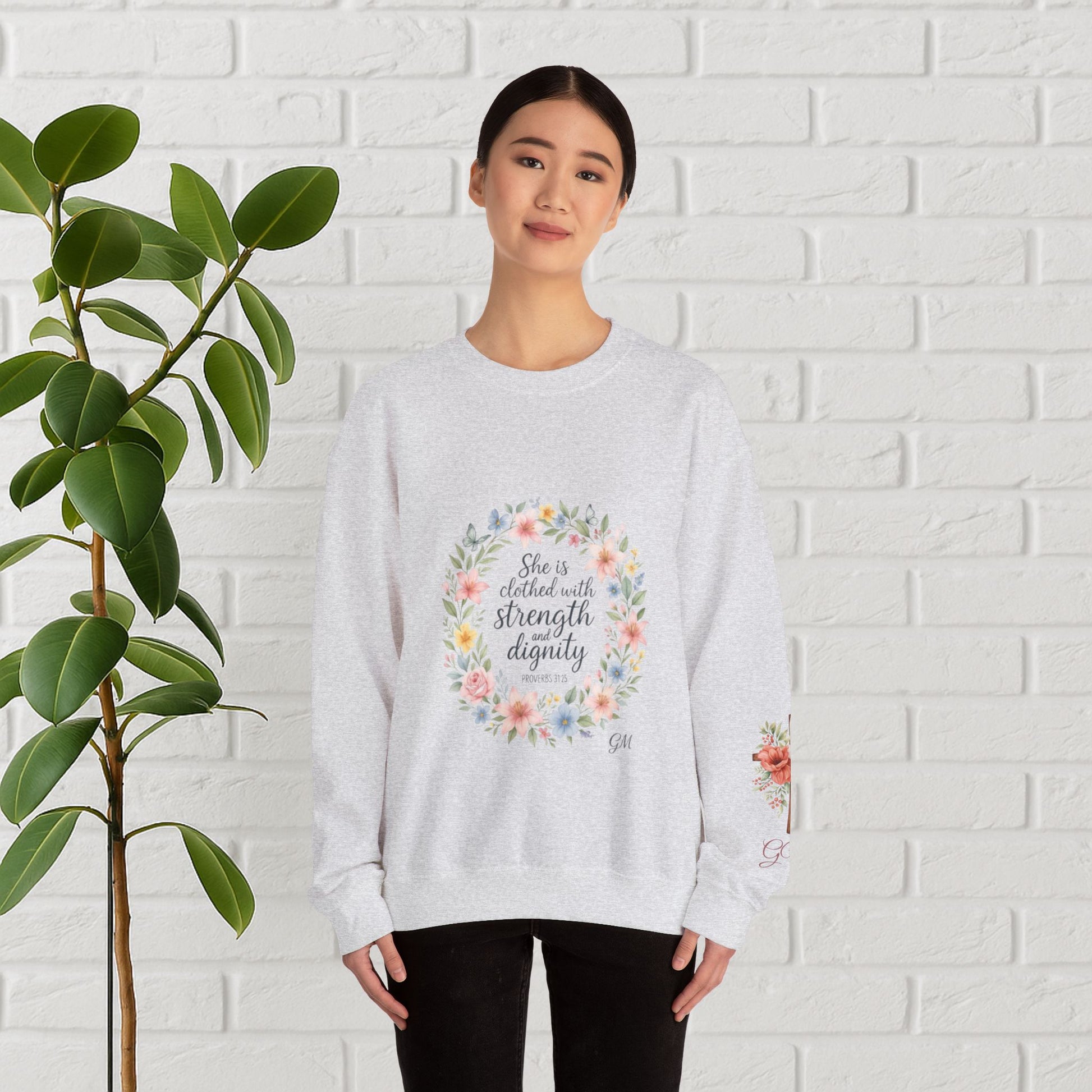 Clothed in Strength & Dignity – Proverbs 31:25 Floral Wreath Tee