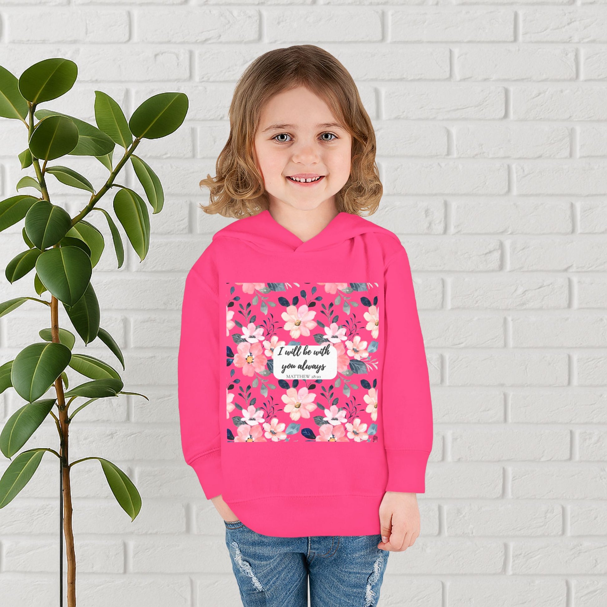 “Faith in Bloom” Toddler Hoodie – Matthew 28:20 | Comfort in Every Step