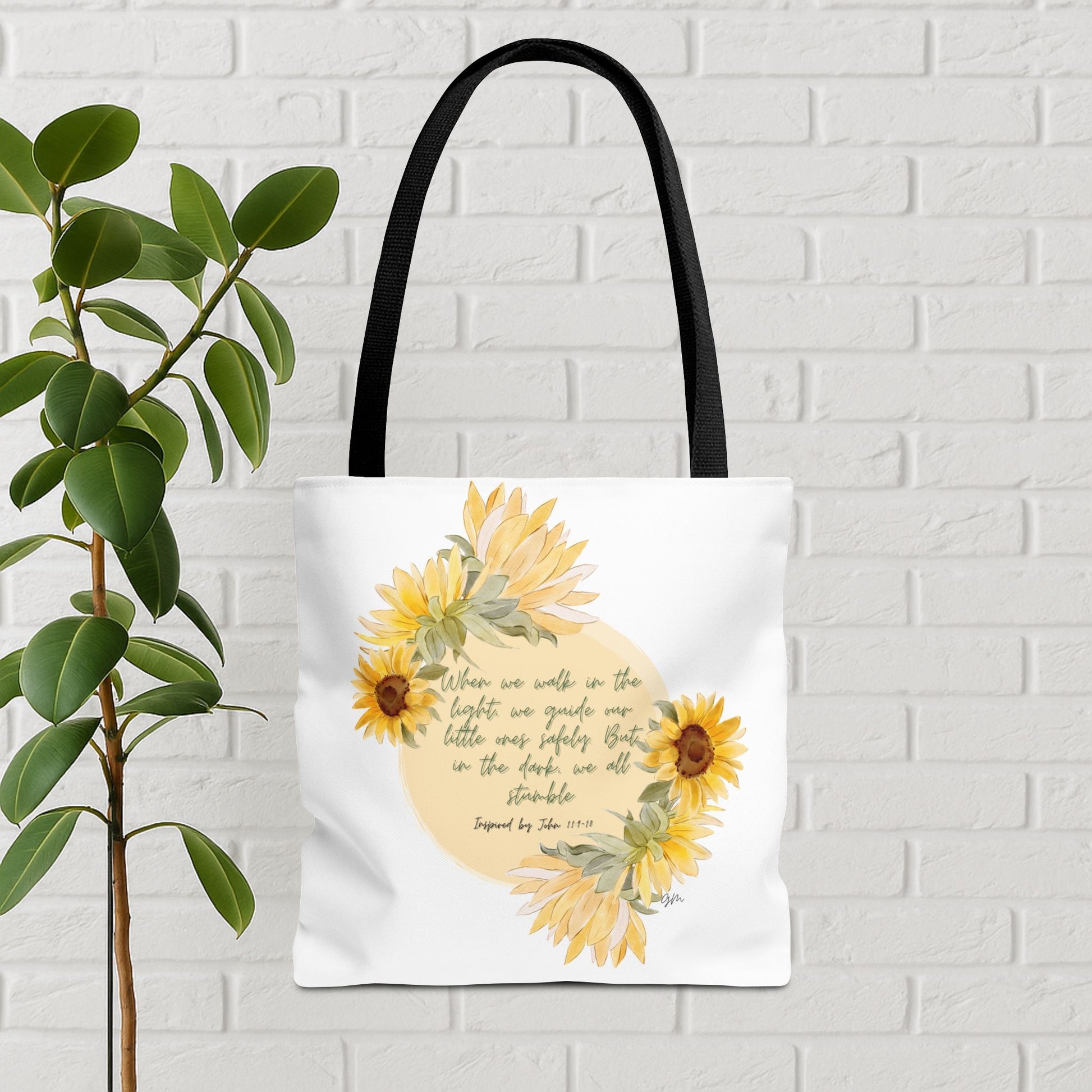 “Walk in the Light” Sunflower Faith Tote