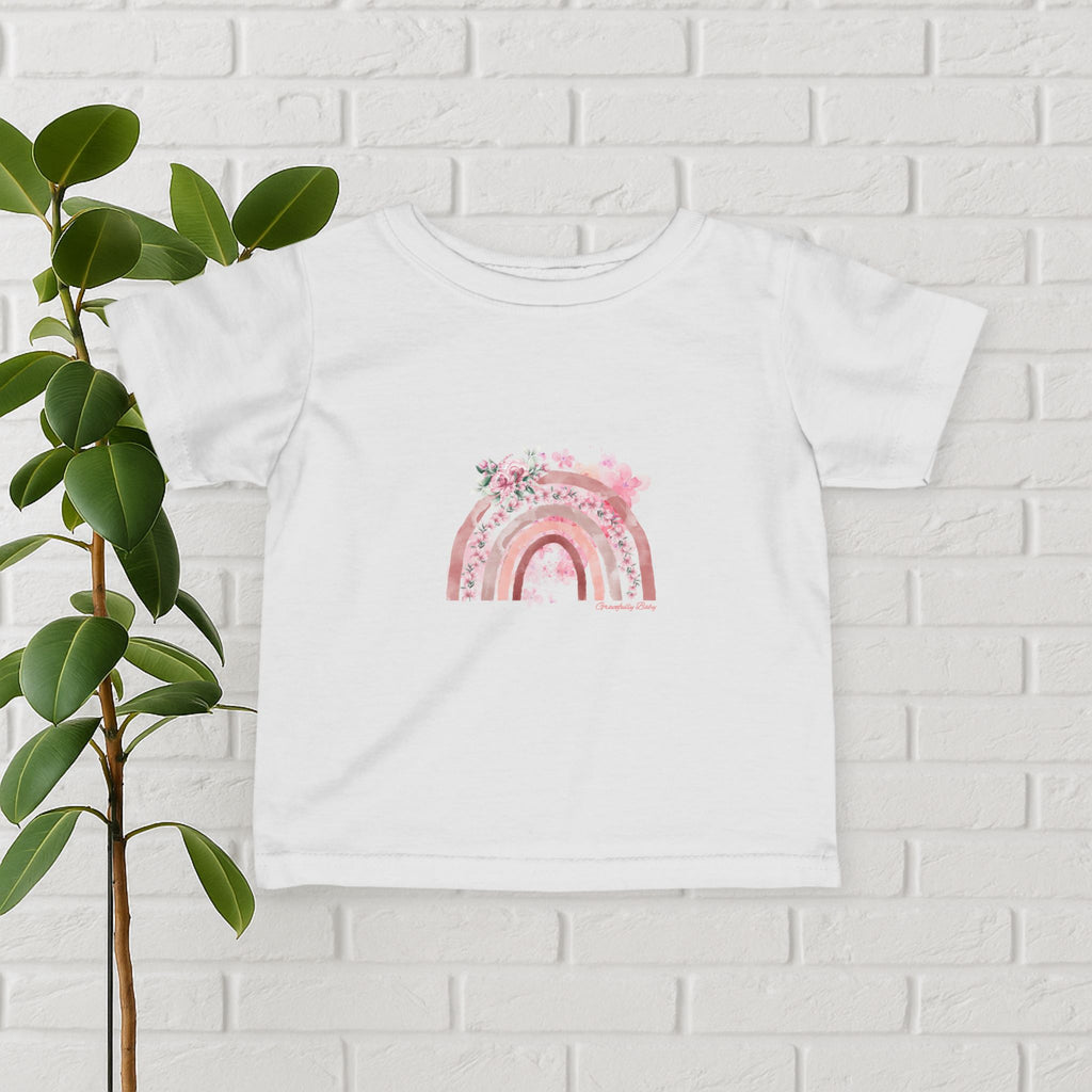 “Gracefully Blooming” Pink Floral Rainbow Baby Tee – Gracefully Baby Collection