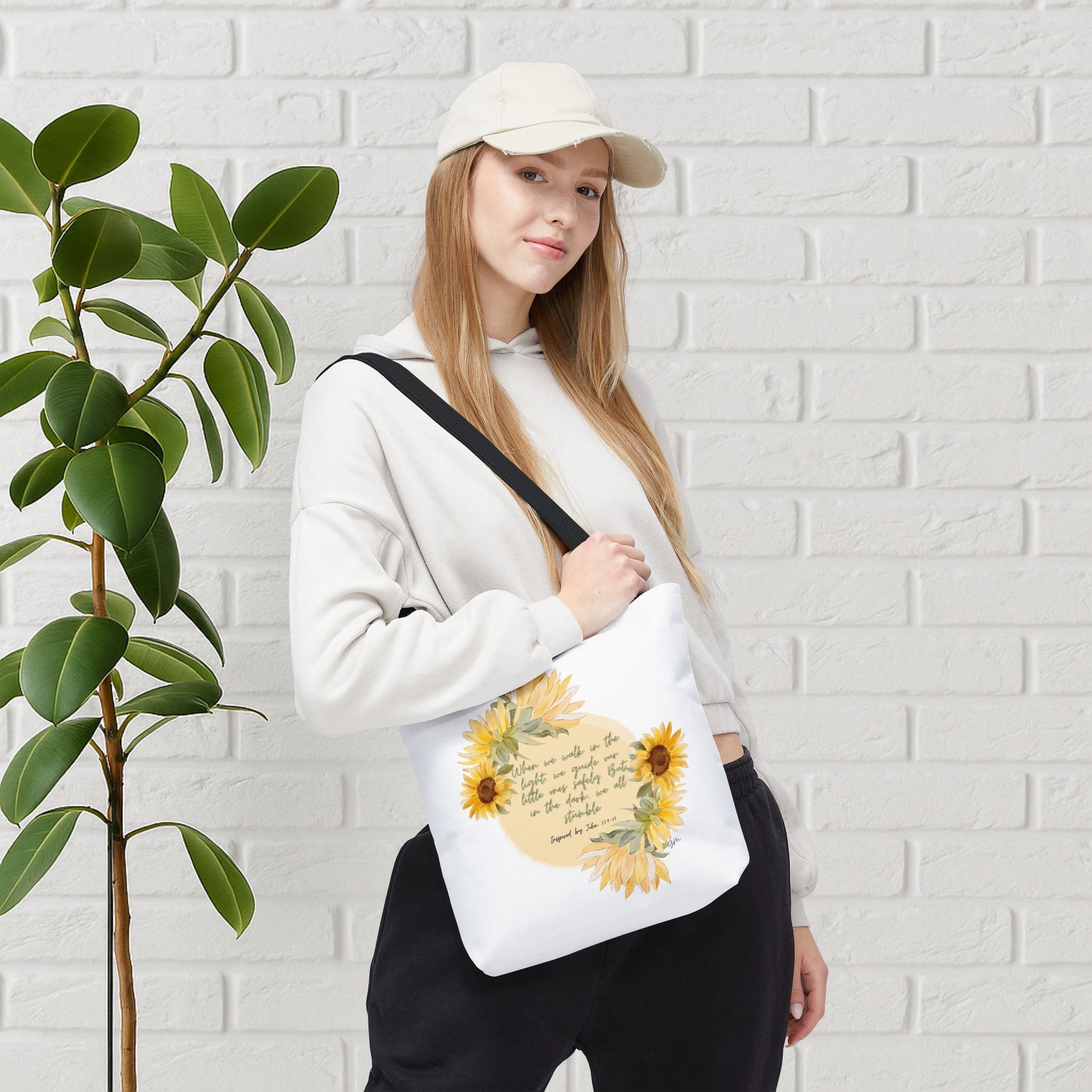 “Walk in the Light” Sunflower Faith Tote