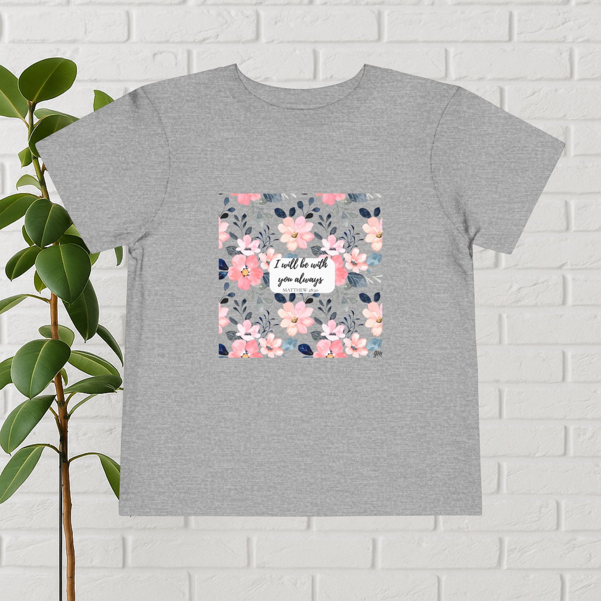 Faith in Bloom” Toddler Tee – Matthew 28:20 | Floral Christian Shirt