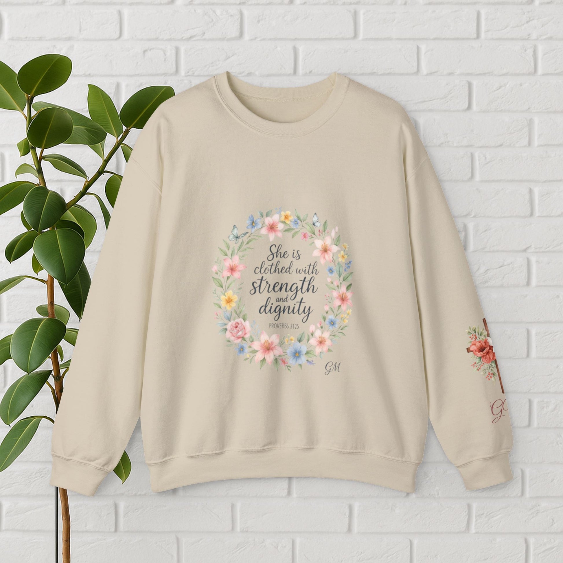 Clothed in Strength & Dignity – Proverbs 31:25 Floral Wreath Tee