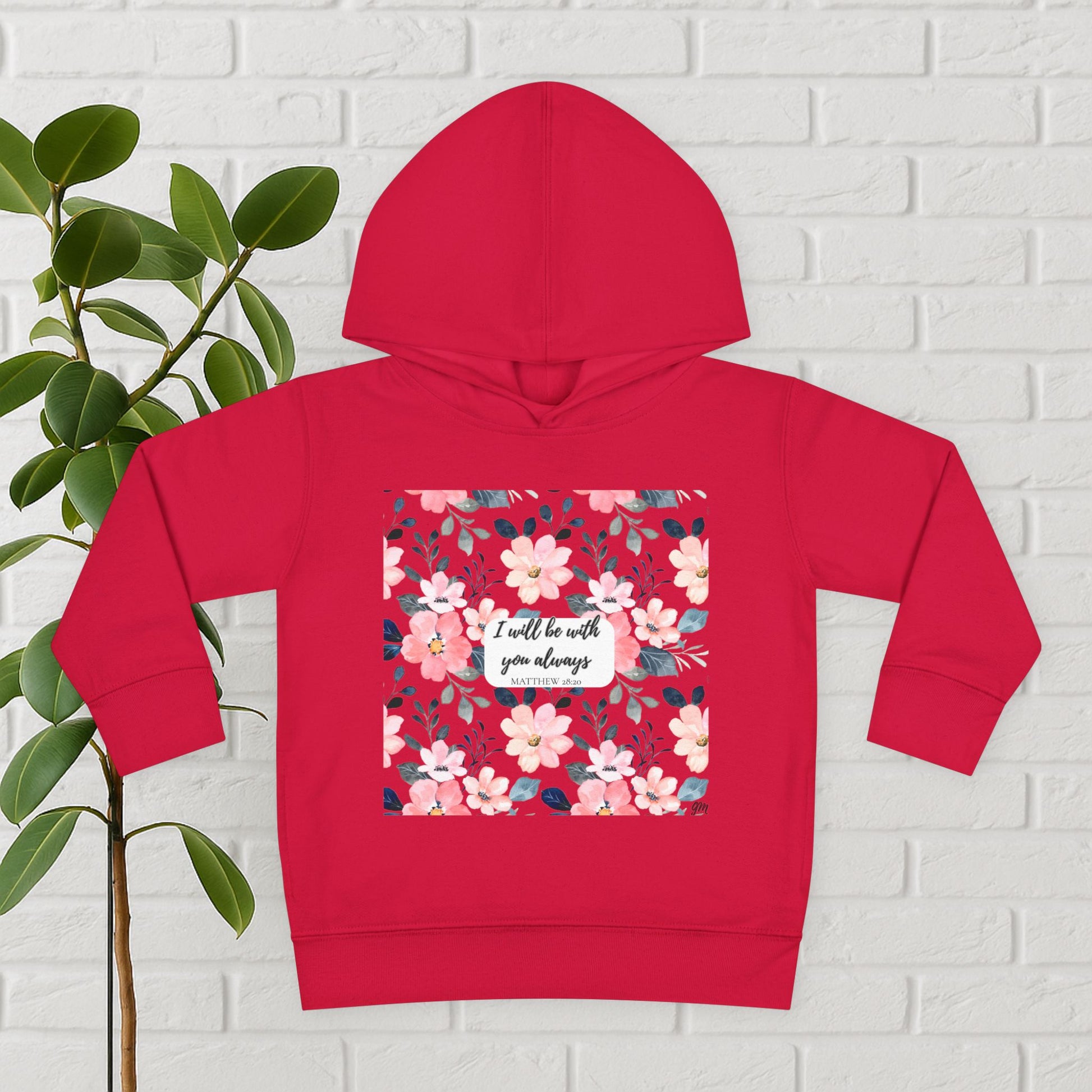 “Faith in Bloom” Toddler Hoodie – Matthew 28:20 | Comfort in Every Step