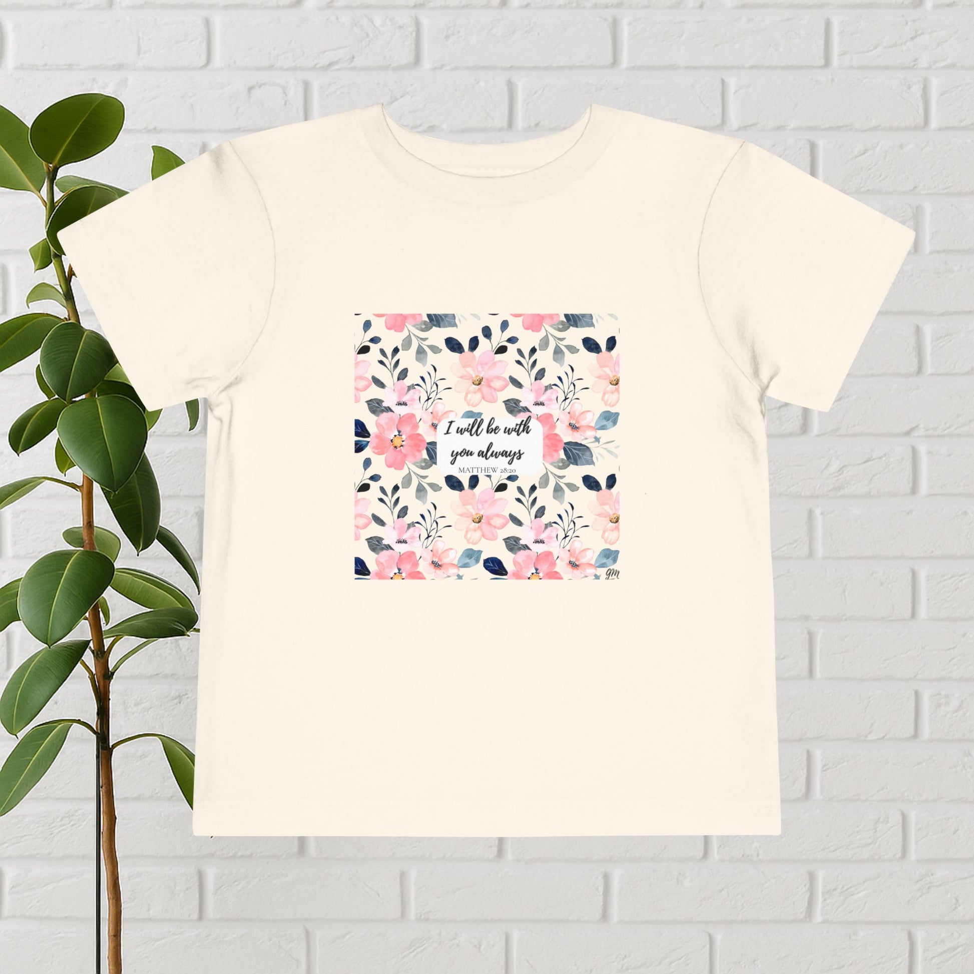 Faith in Bloom” Toddler Tee – Matthew 28:20 | Floral Christian Shirt