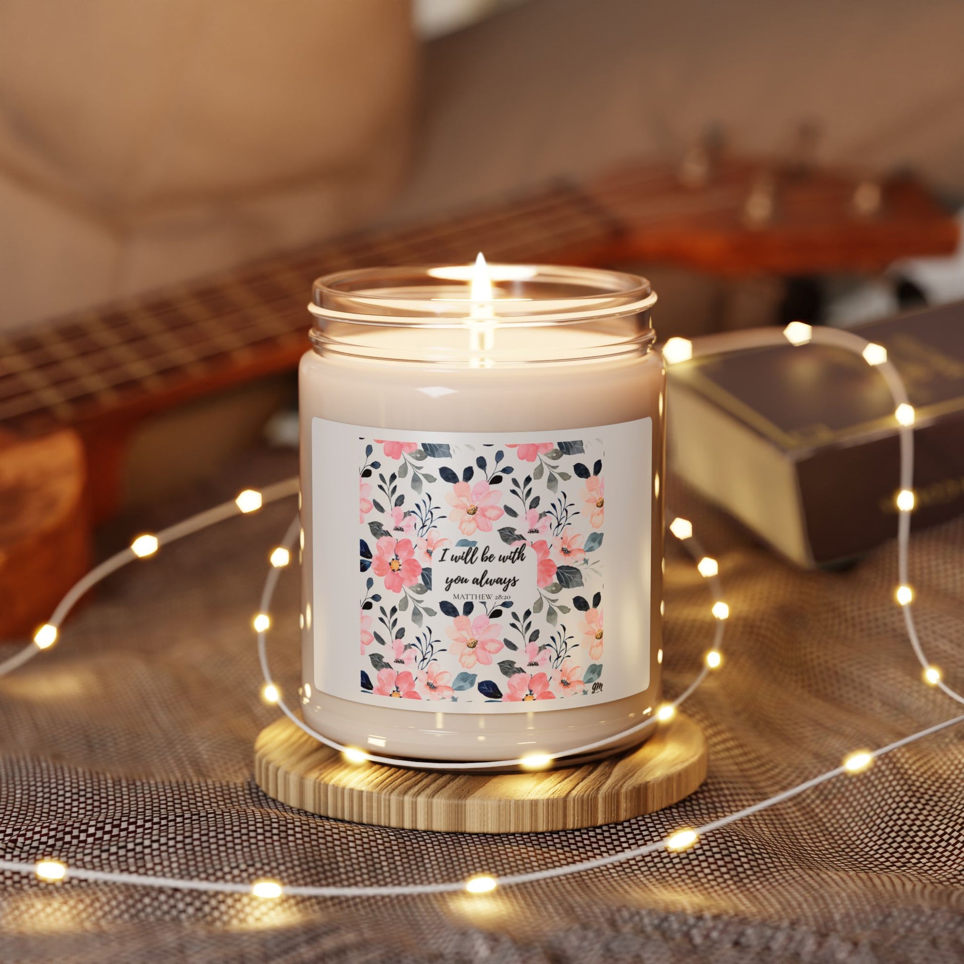 Faith in Bloom” Scripture Candle – Matthew 28:20 | Comforting Floral Design