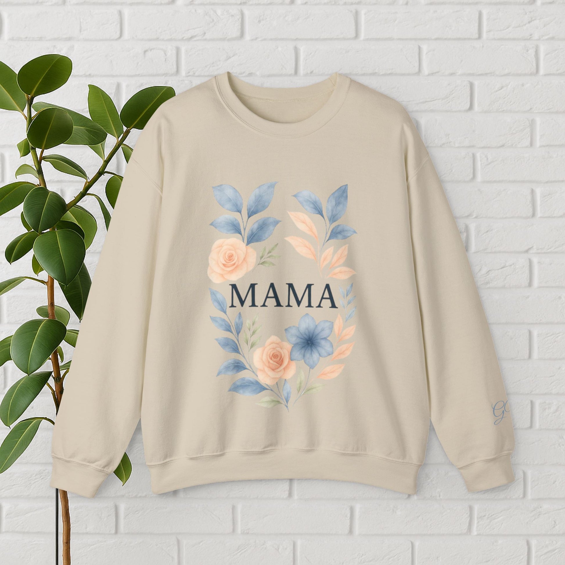 Gracefully Mama Floral Wreath Sweatshirt – Soft Neutrals