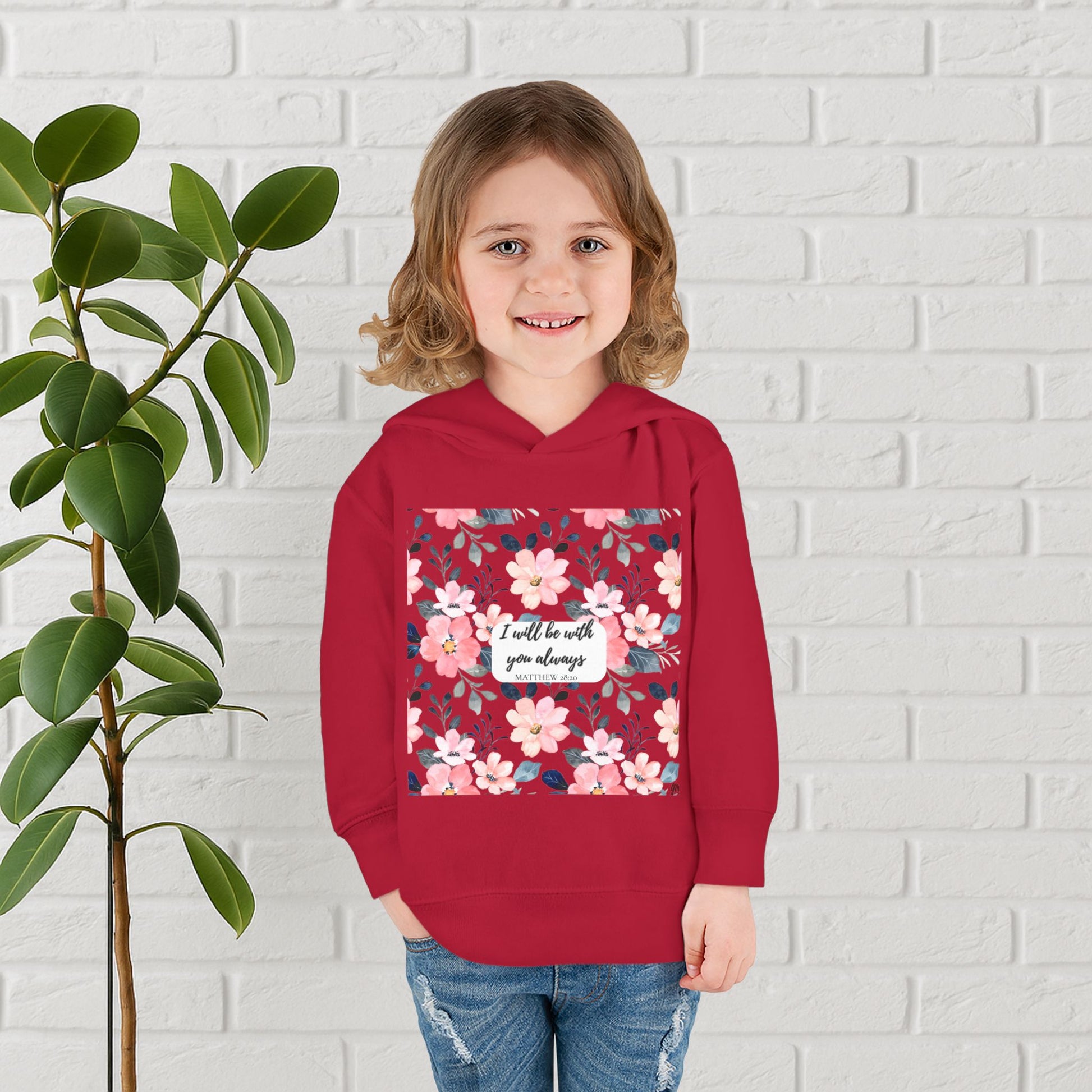 “Faith in Bloom” Toddler Hoodie – Matthew 28:20 | Comfort in Every Step