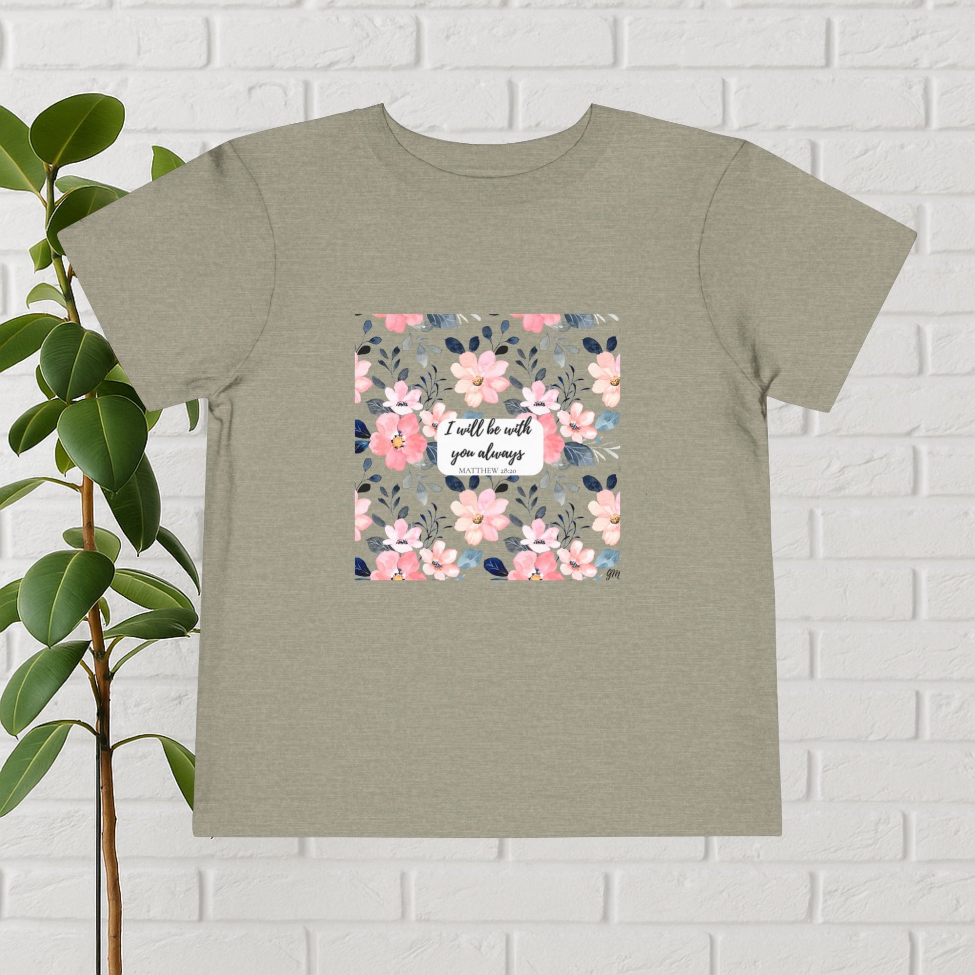Faith in Bloom” Toddler Tee – Matthew 28:20 | Floral Christian Shirt