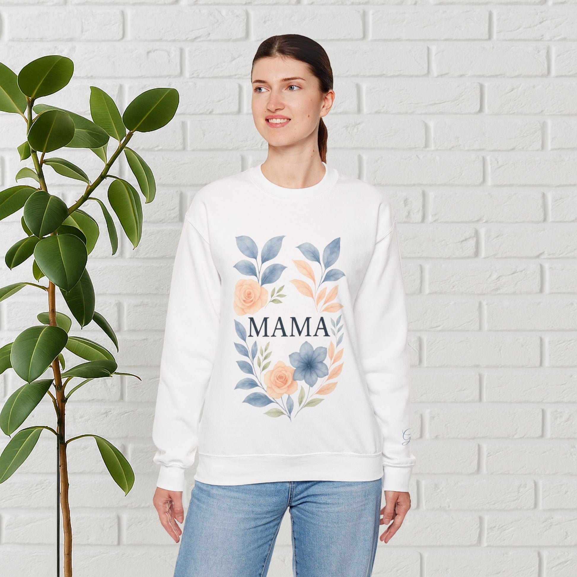 Gracefully Mama Floral Wreath Sweatshirt – Soft Neutrals