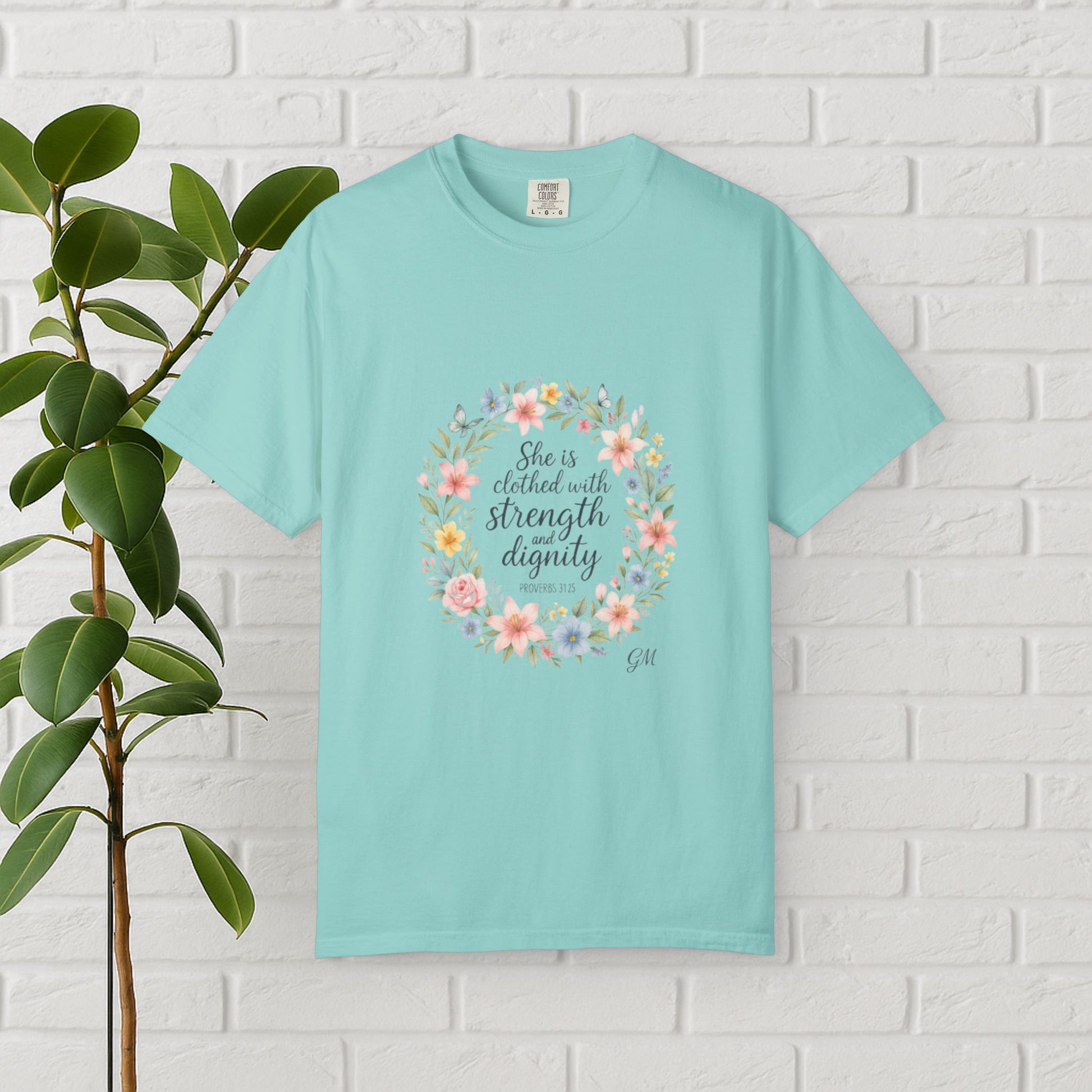 Strength & Dignity Floral Tee – Proverbs 31:25