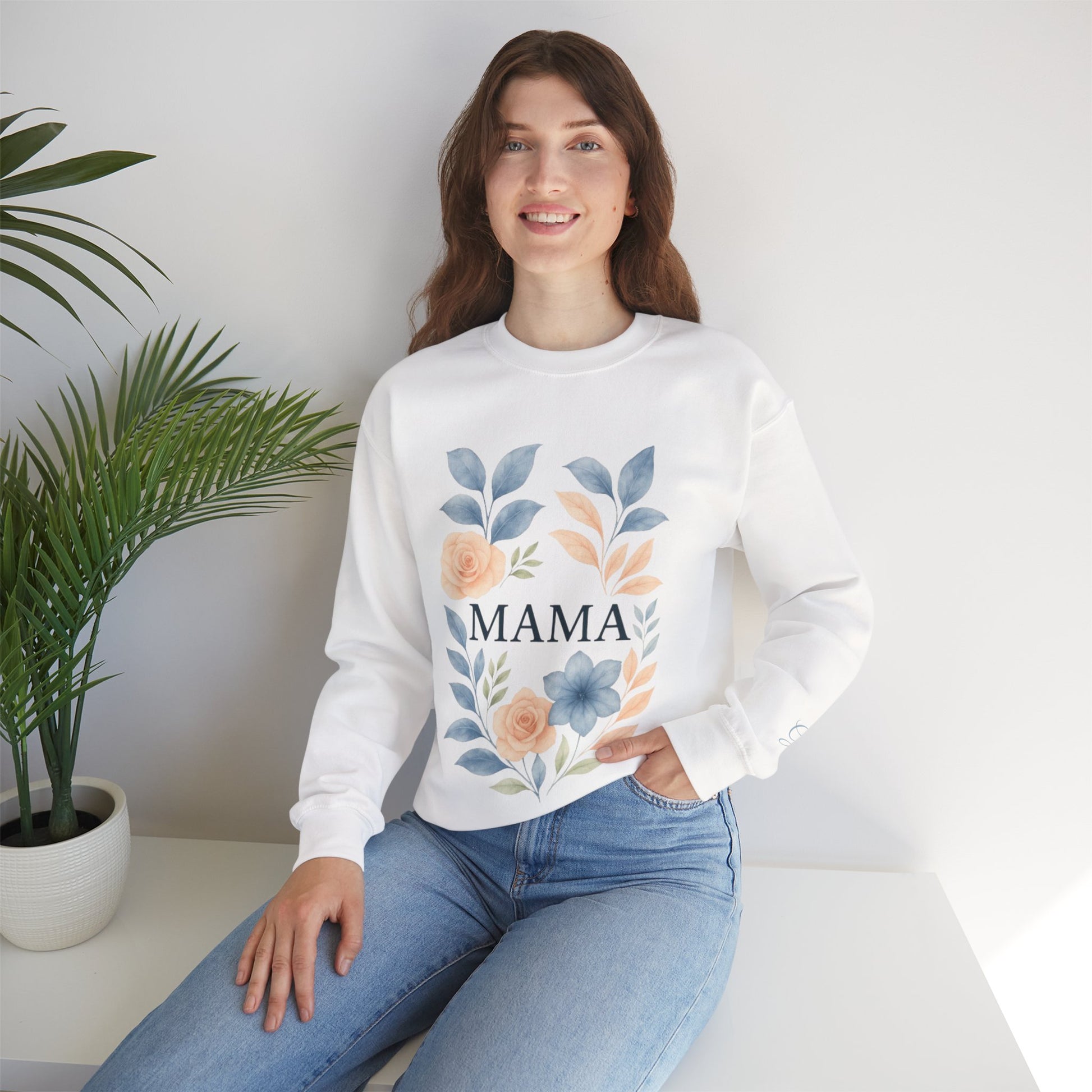 Gracefully Mama Floral Wreath Sweatshirt – Soft Neutrals