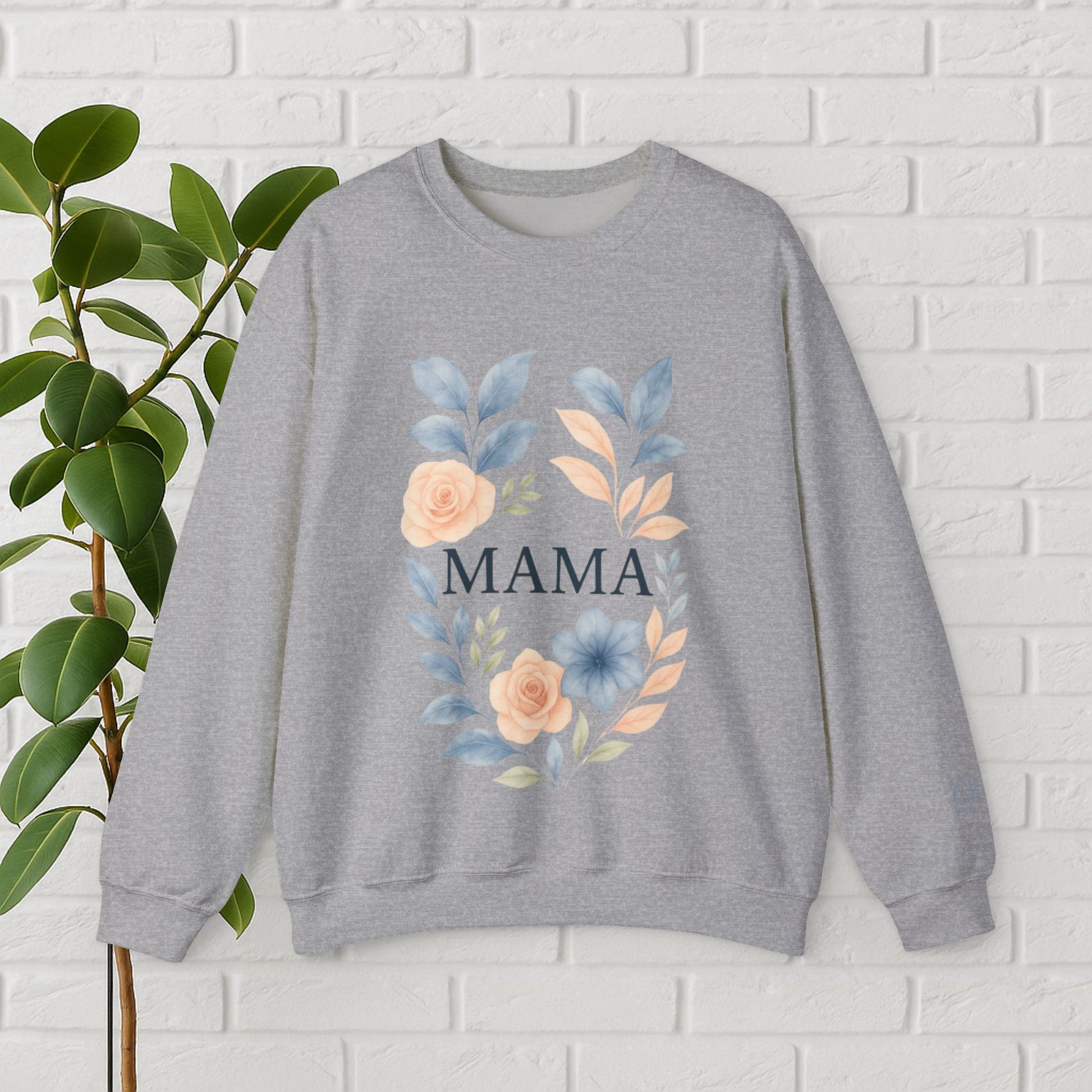 Gracefully Mama Floral Wreath Sweatshirt – Soft Neutrals