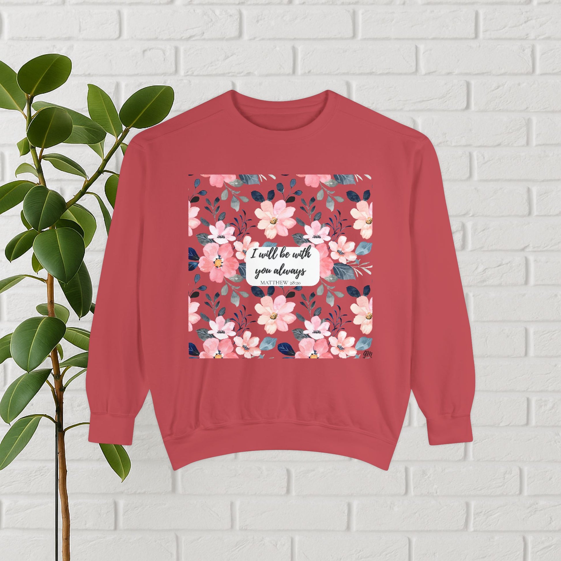 Faith in Bloom” Scripture Sweatshirt – Matthew 28:20 | Floral Christian Apparel