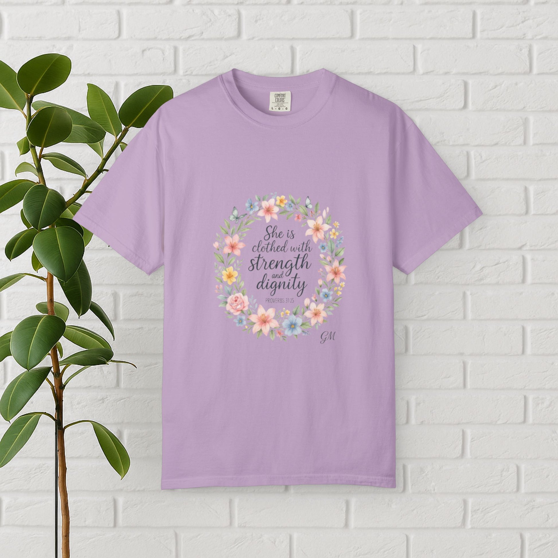 Strength & Dignity Floral Tee – Proverbs 31:25