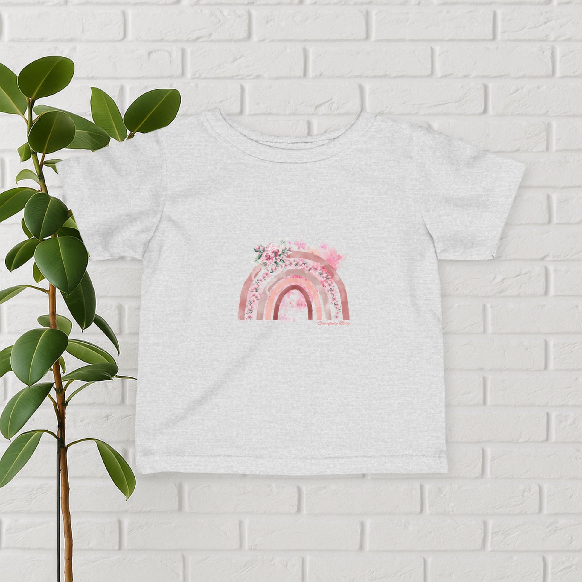 “Gracefully Blooming” Pink Floral Rainbow Baby Tee – Gracefully Baby Collection