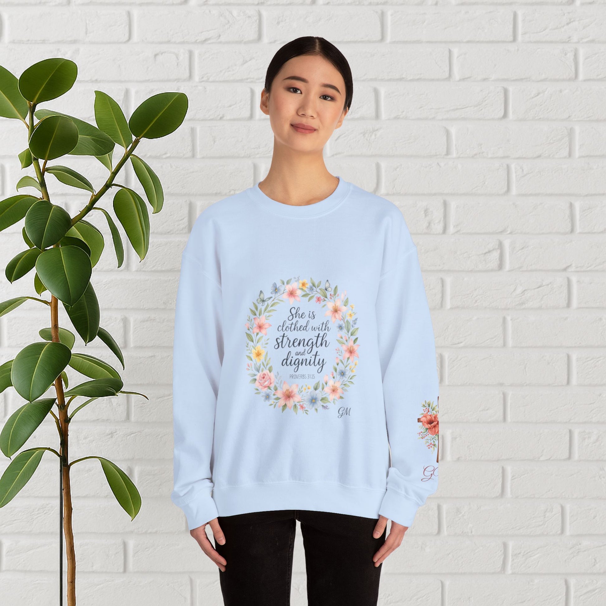 Clothed in Strength & Dignity – Proverbs 31:25 Floral Wreath Tee