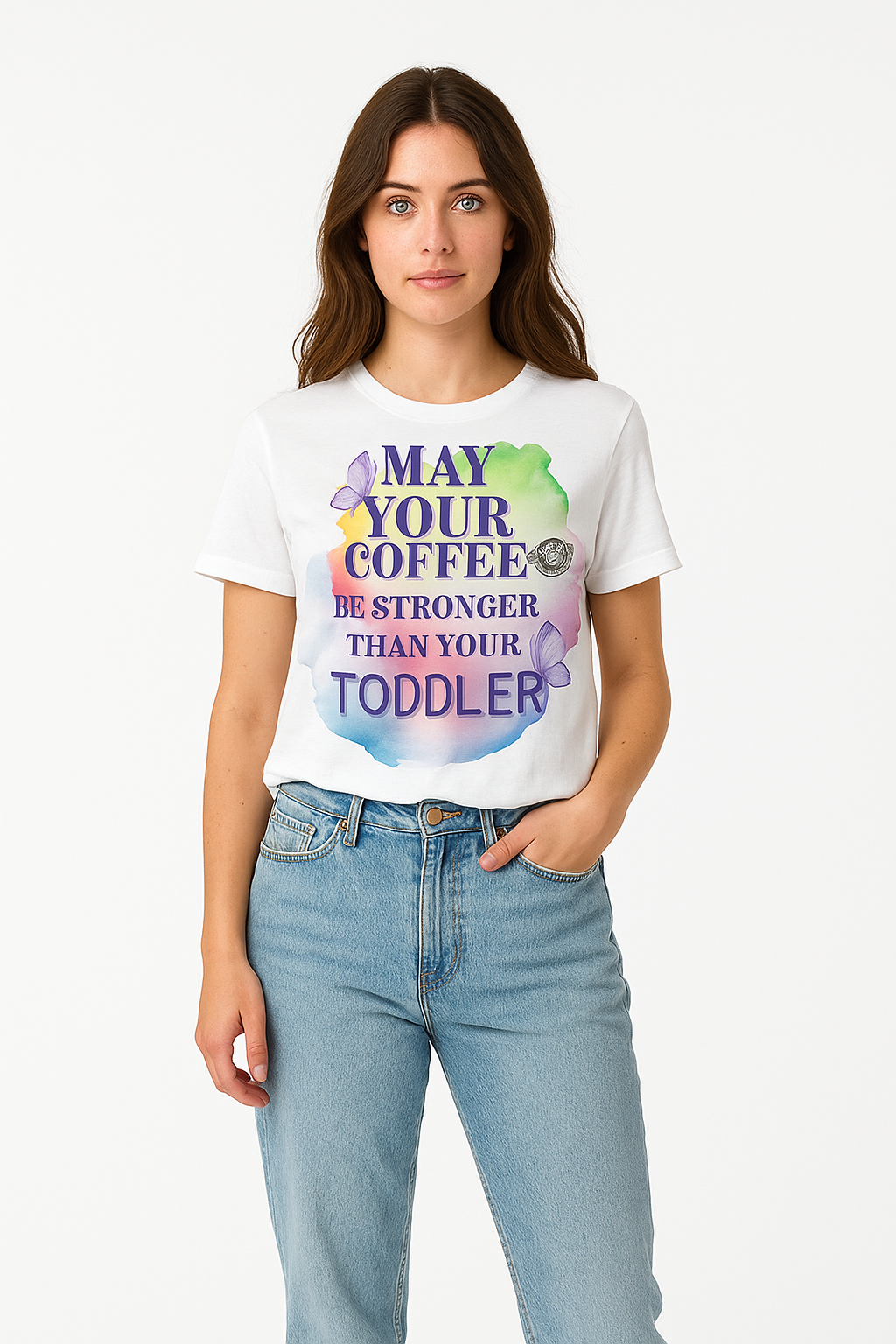 May Your Coffee Be Stronger – Watercolor Toddler Mom Tee