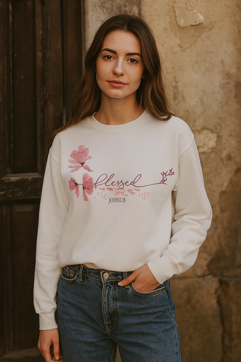 “Blessed” John 1:16 Sweatshirt – Grace in Every Thread