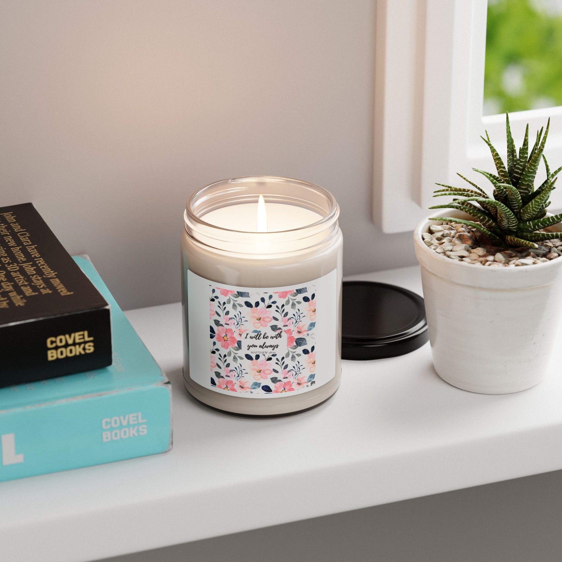 Faith in Bloom” Scripture Candle – Matthew 28:20 | Comforting Floral Design