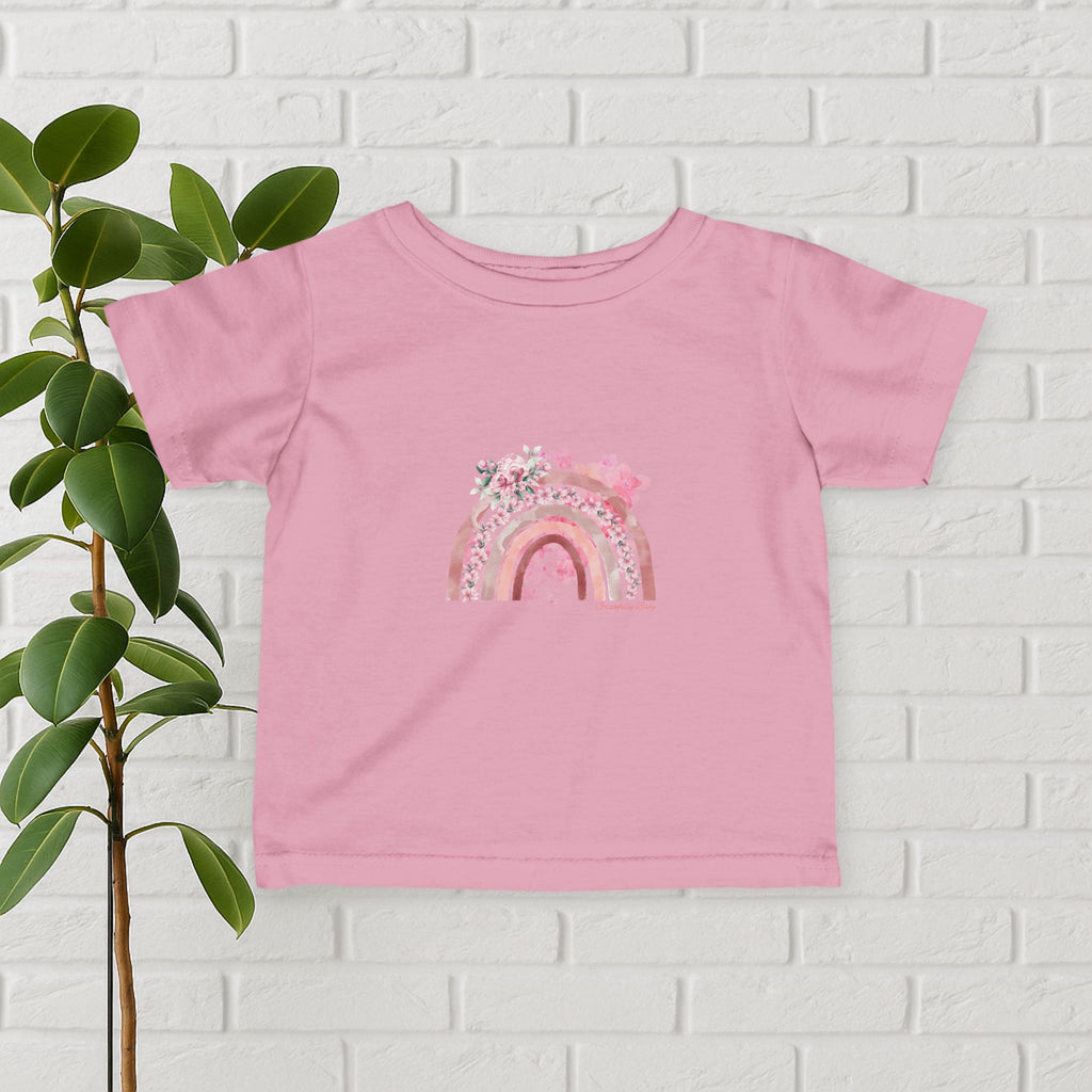 “Gracefully Blooming” Pink Floral Rainbow Baby Tee – Gracefully Baby Collection