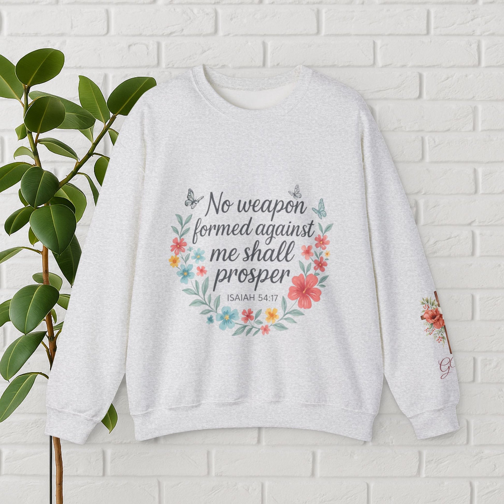 No Weapon Formed – Isaiah 54:17 Floral Affirmation Tee
