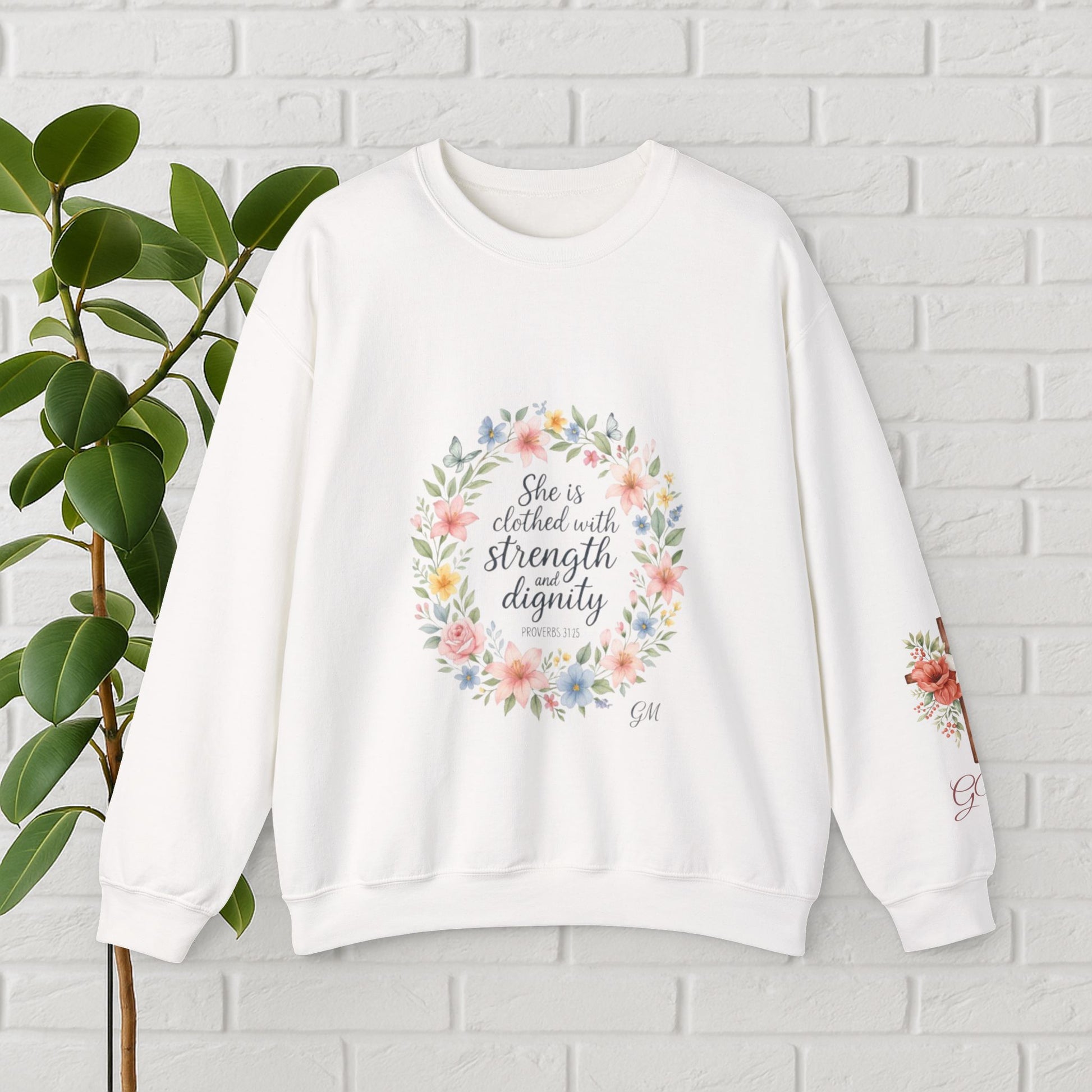 Clothed in Strength & Dignity – Proverbs 31:25 Floral Wreath Tee