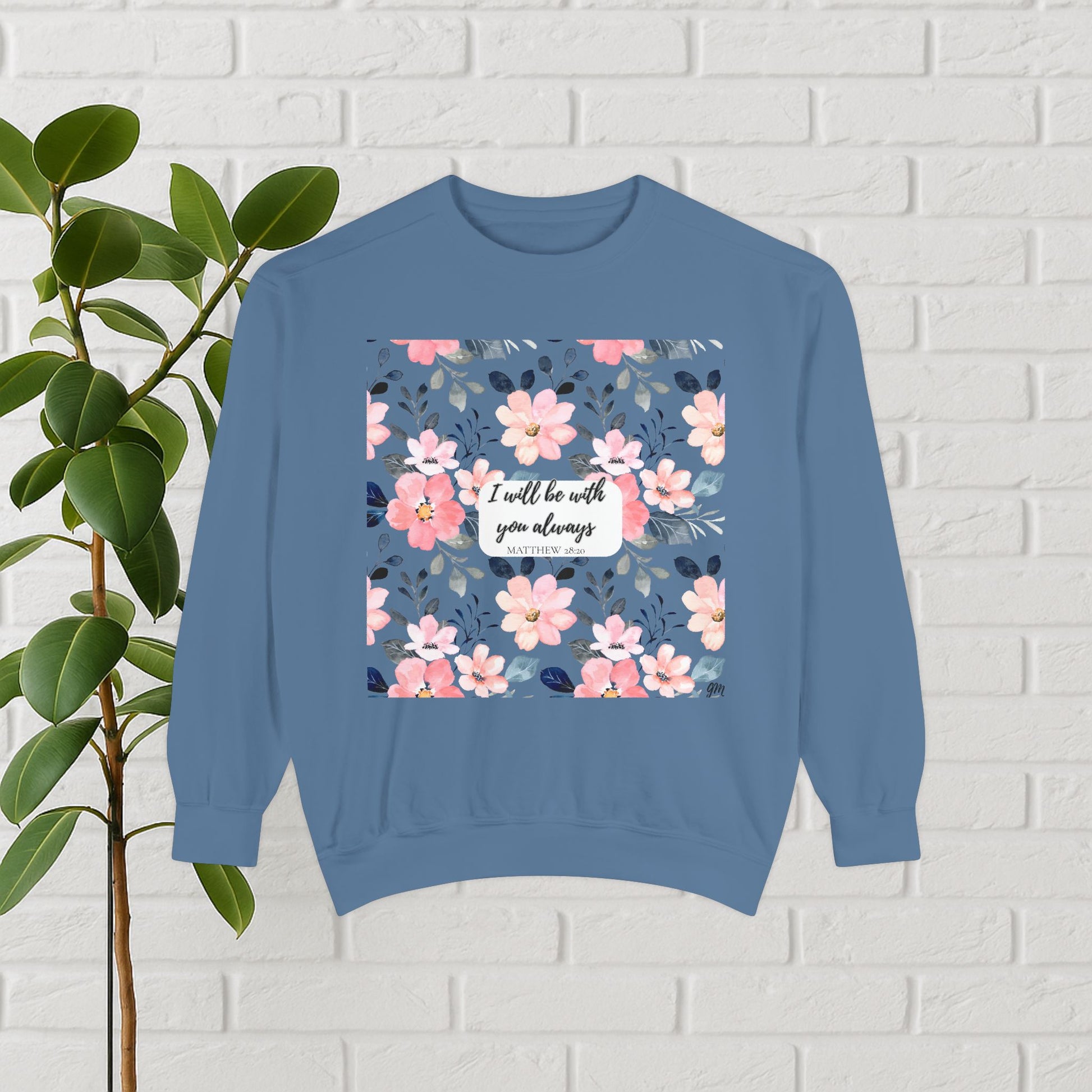 Faith in Bloom” Scripture Sweatshirt – Matthew 28:20 | Floral Christian Apparel