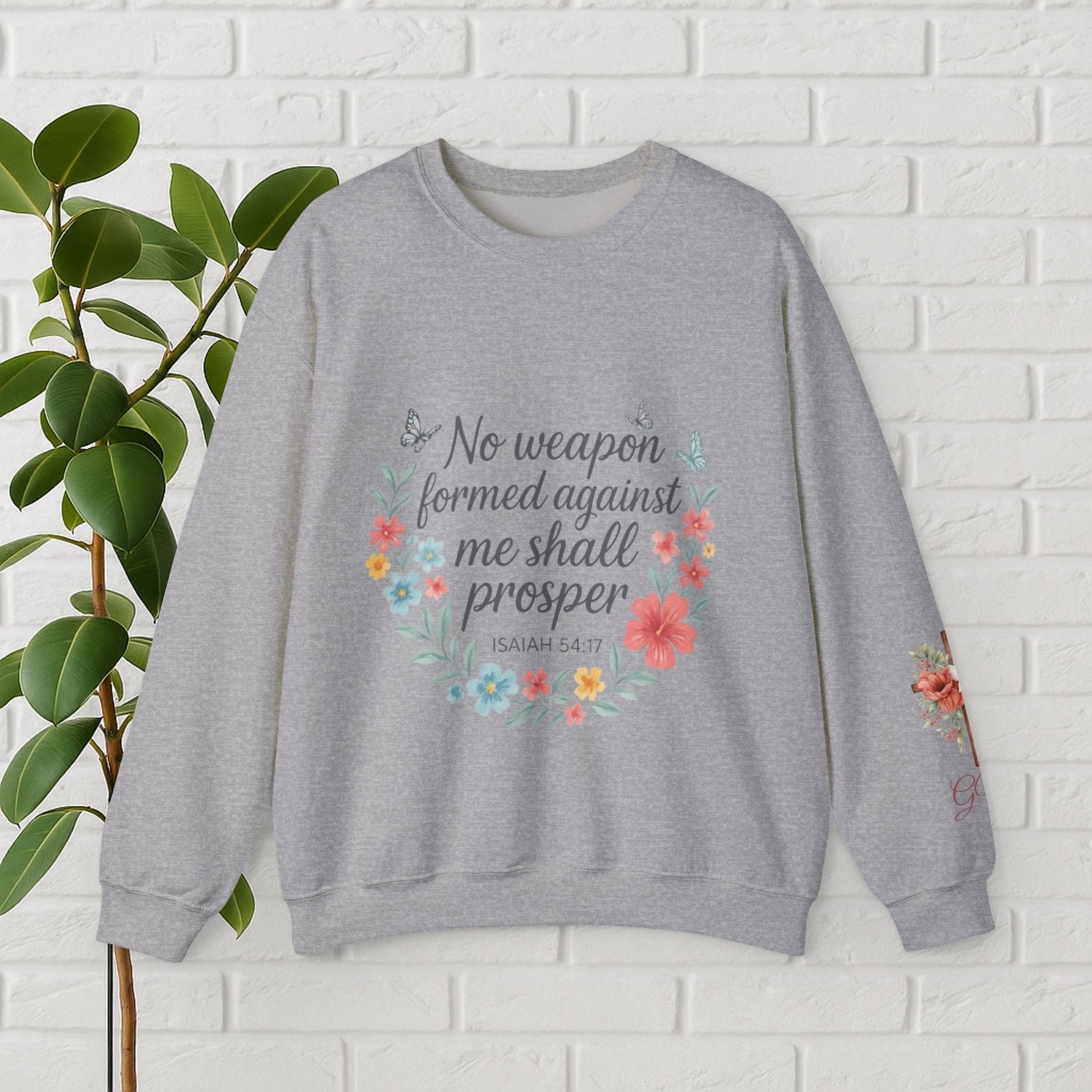 No Weapon Formed – Isaiah 54:17 Floral Affirmation Tee