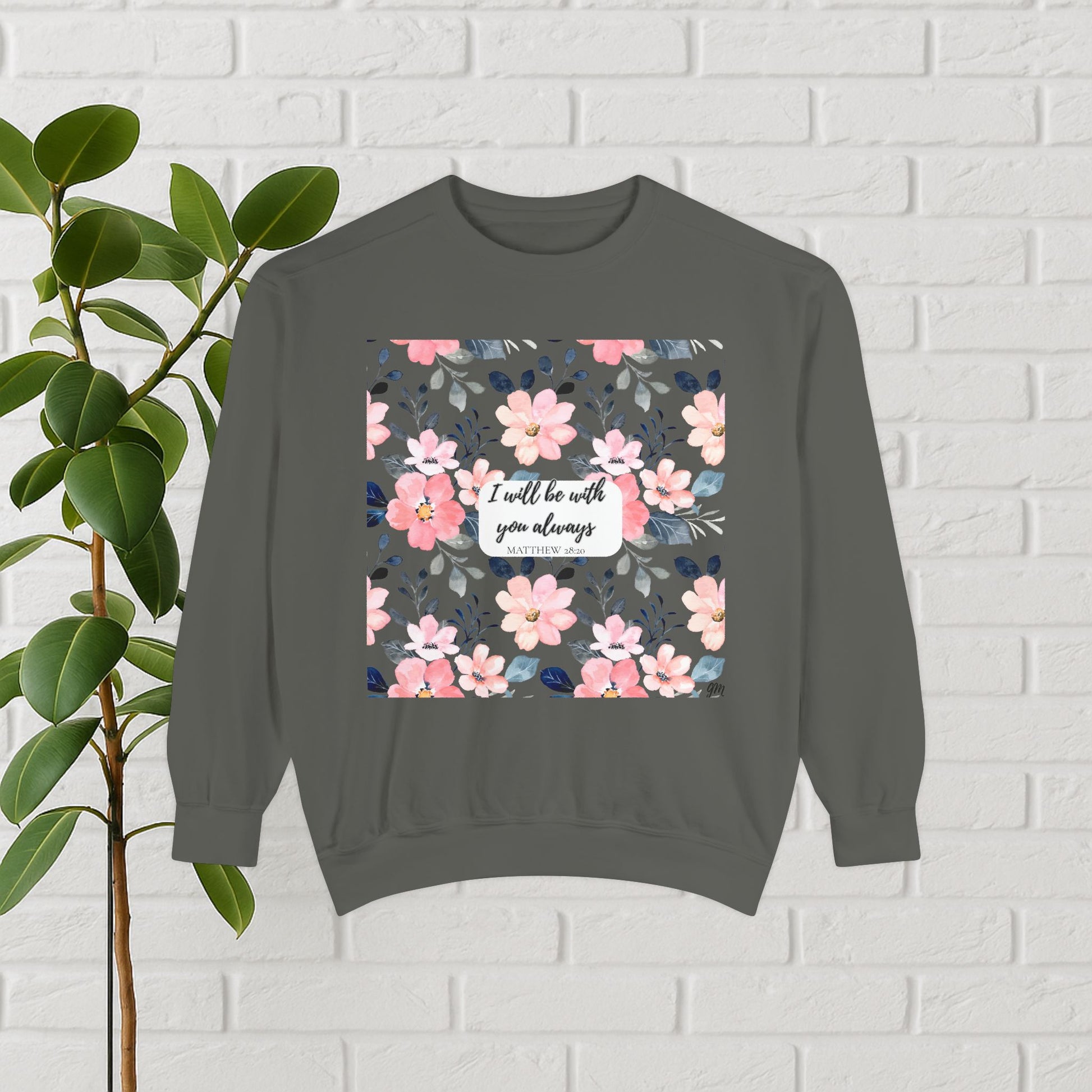 Faith in Bloom” Scripture Sweatshirt – Matthew 28:20 | Floral Christian Apparel